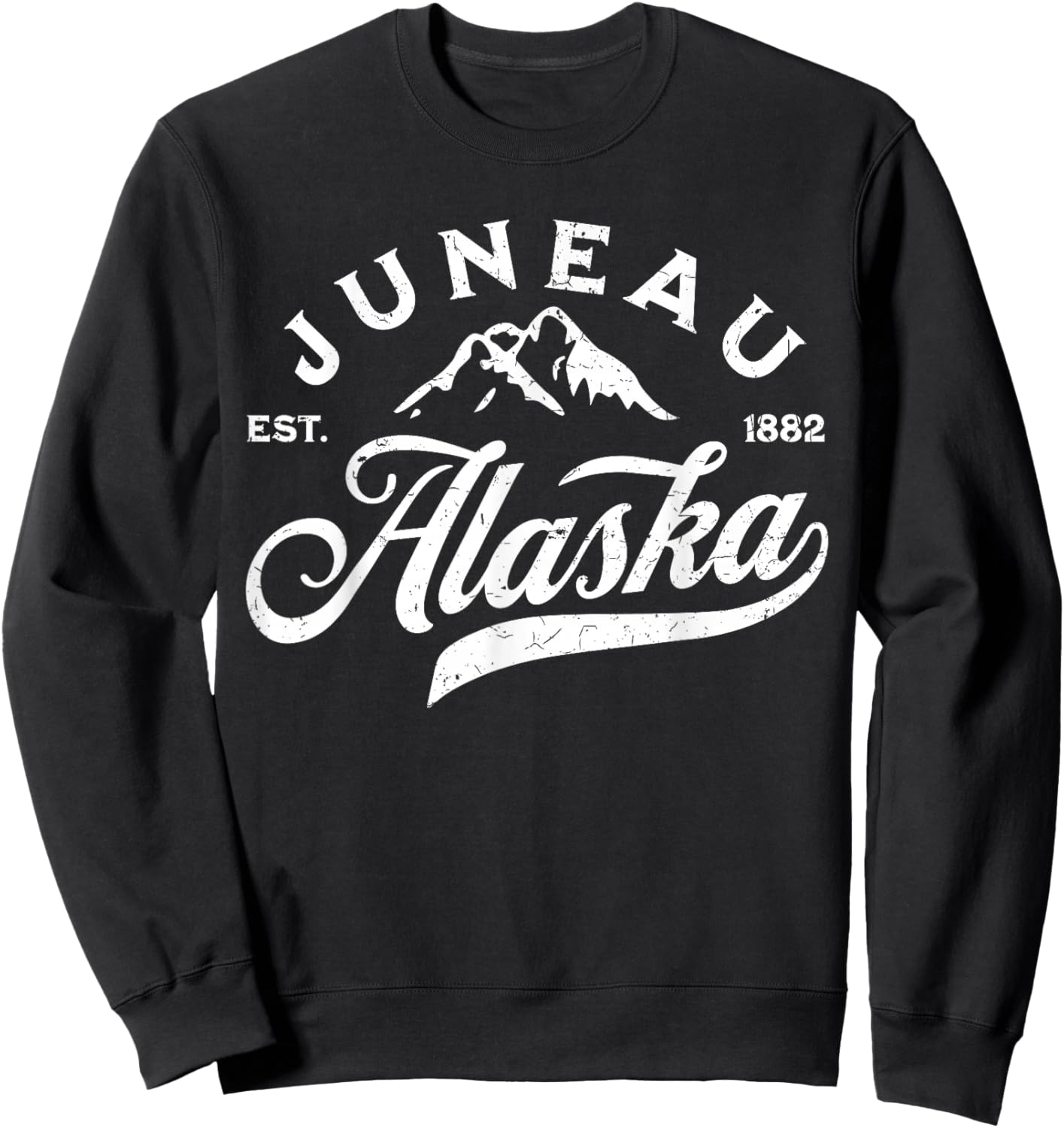 Vintage Juneau Alaska AK Mountains Family Vacation Souvenir Sweatshirt - Sweatshirt | Black