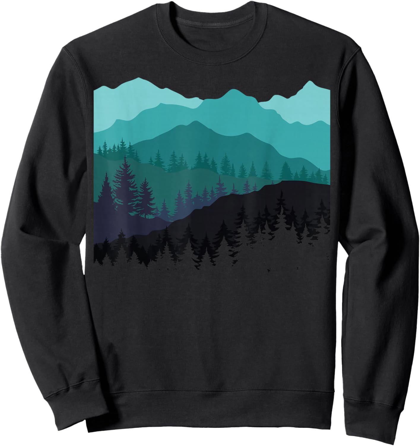 Timeless Mountain, Nature Trees and Forest Sweatshirt - Sweatshirt | Black