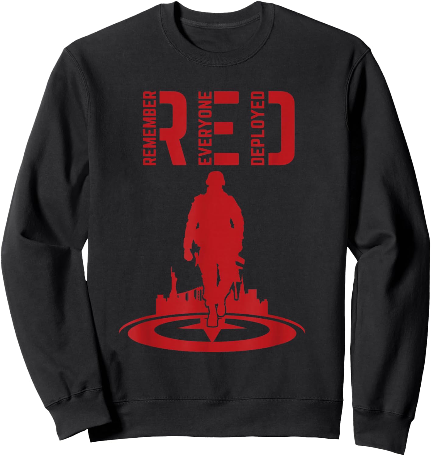 Retro US Army Military RED Friday Remember Everyone Deployed Sweatshirt - Sweatshirt | Black