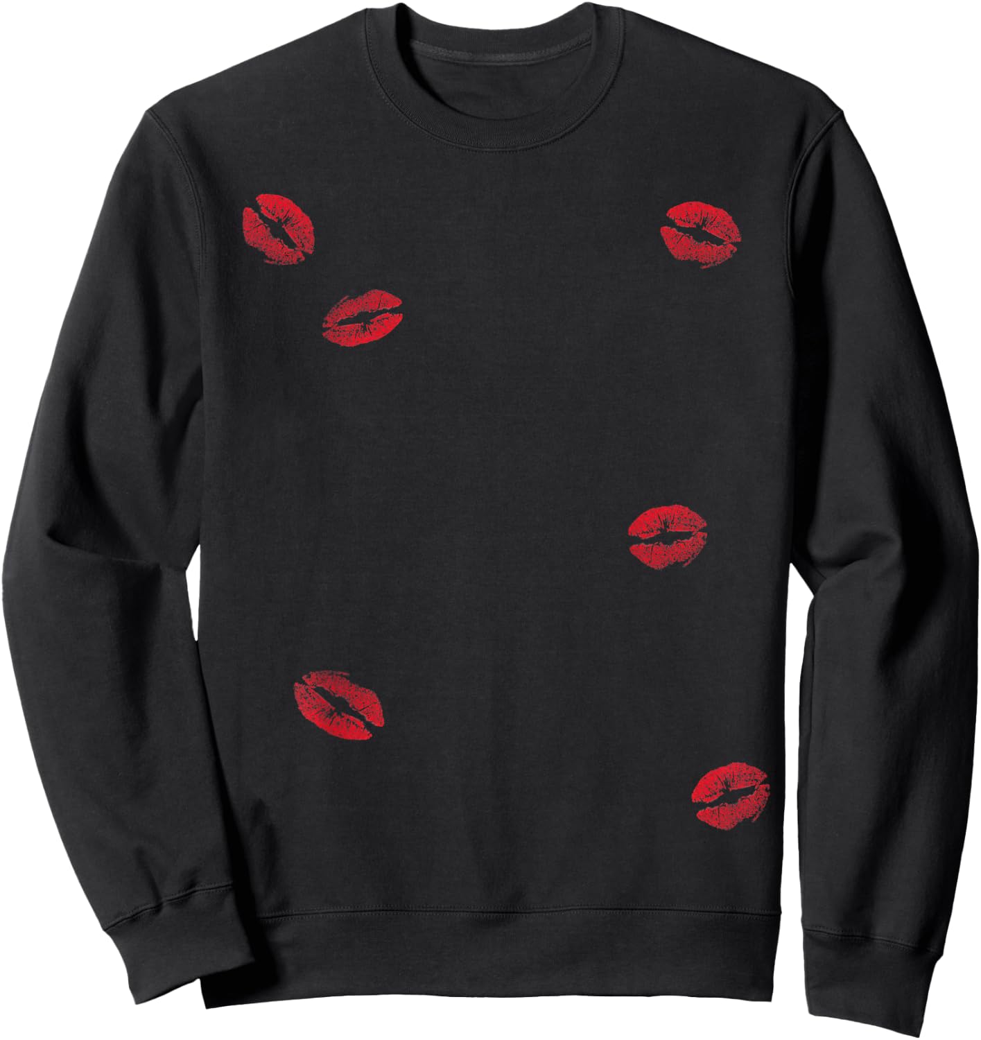 Kissed with Love: Playful and Flirty Lipstick Kisses Sweatshirt - Sweatshirt | Black