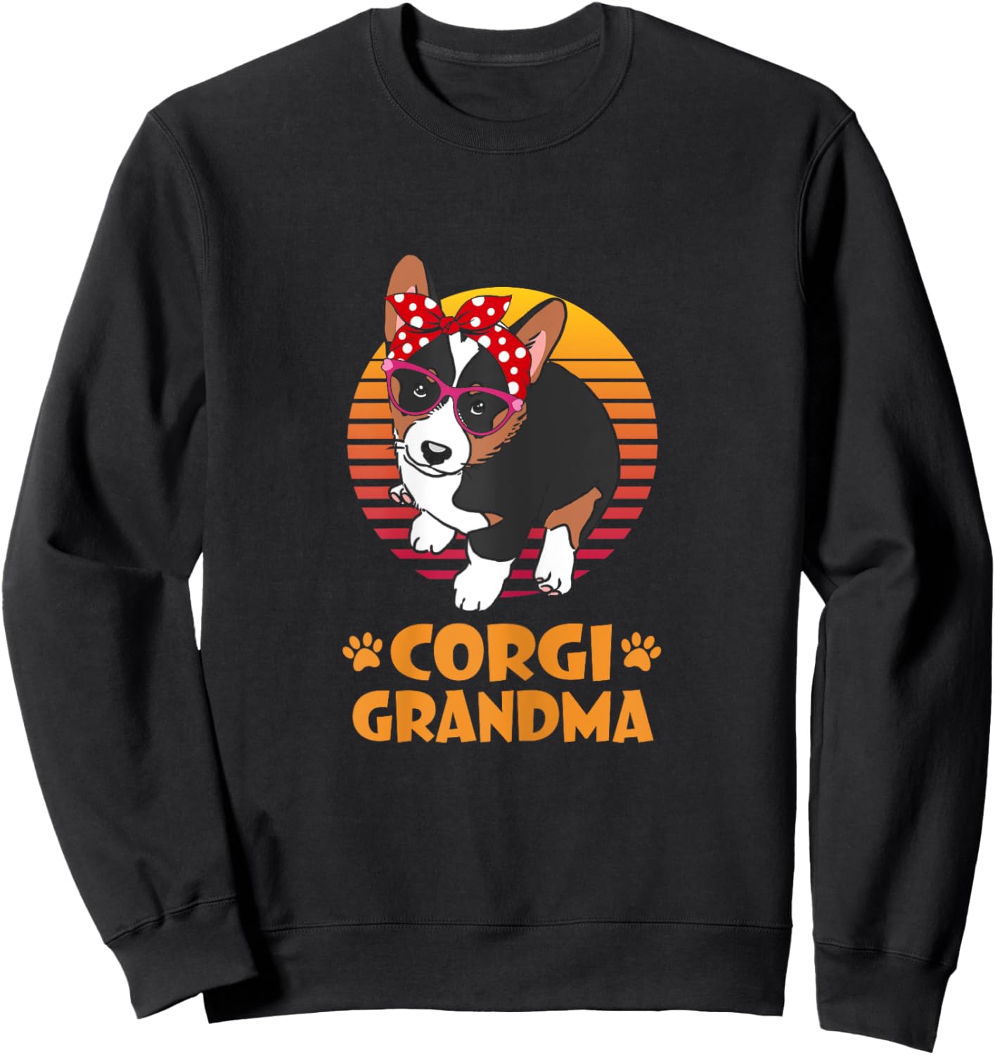 Retro Bandana Tricolor Corgi Dog Grandma Mothers Day Women Sweatshirt - Sweatshirt | Black