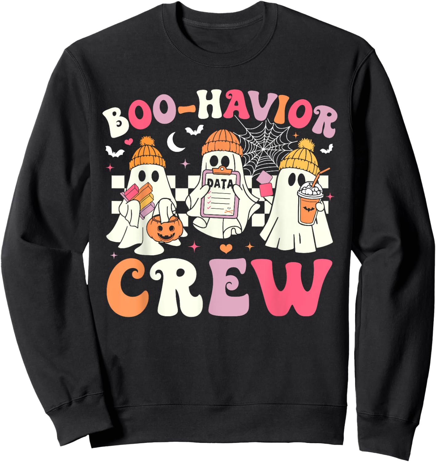 Retro Boo-Havior Crew Behavior Analyst Halloween ABA RBT Sweatshirt - Sweatshirt | Black