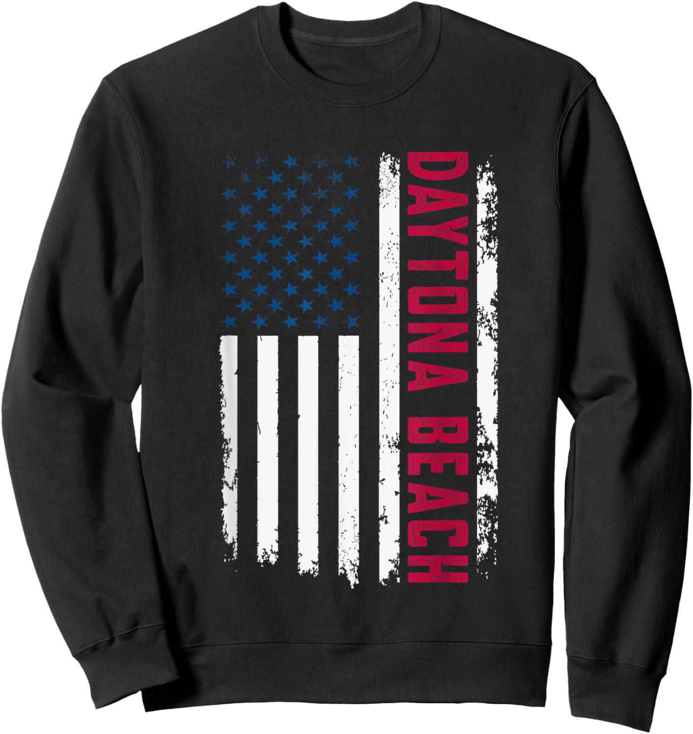 Daytona Beach USA Flag Patriotic American Daytona Beach Men Sweatshirt - Sweatshirt | Black