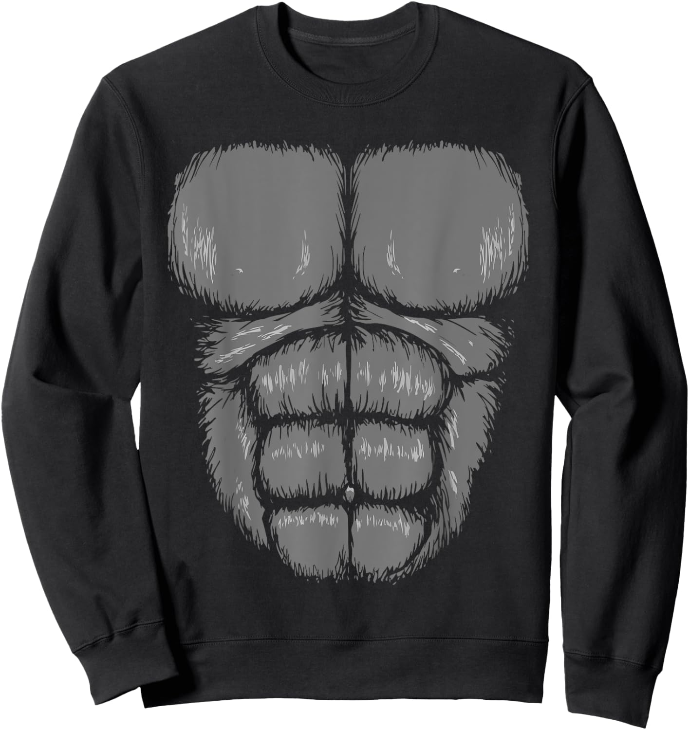 Halloween Funny Gorilla Monkey Belly Chest Costume Sweatshirt - Sweatshirt | Black