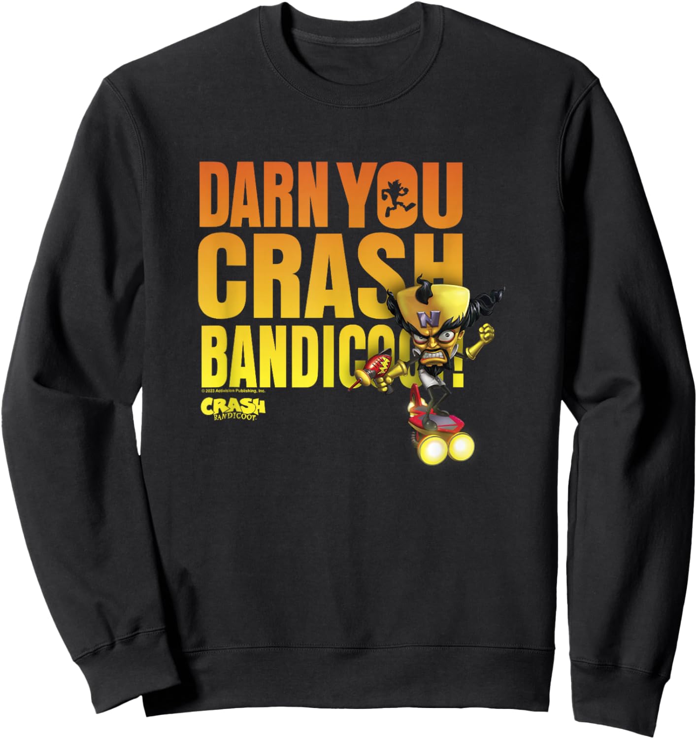 Crash Bandicoot Dr. Neo Cortex Darn You Crash Bandicoot Logo Sweatshirt - Sweatshirt | Black