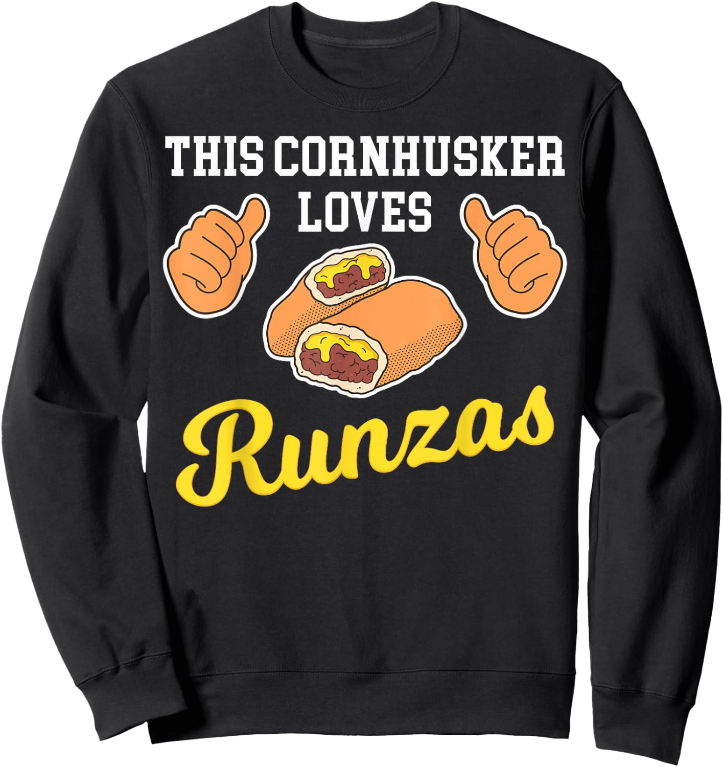 Thumbs Nebraska Sandwich Runza Sweatshirt - Sweatshirt | Black