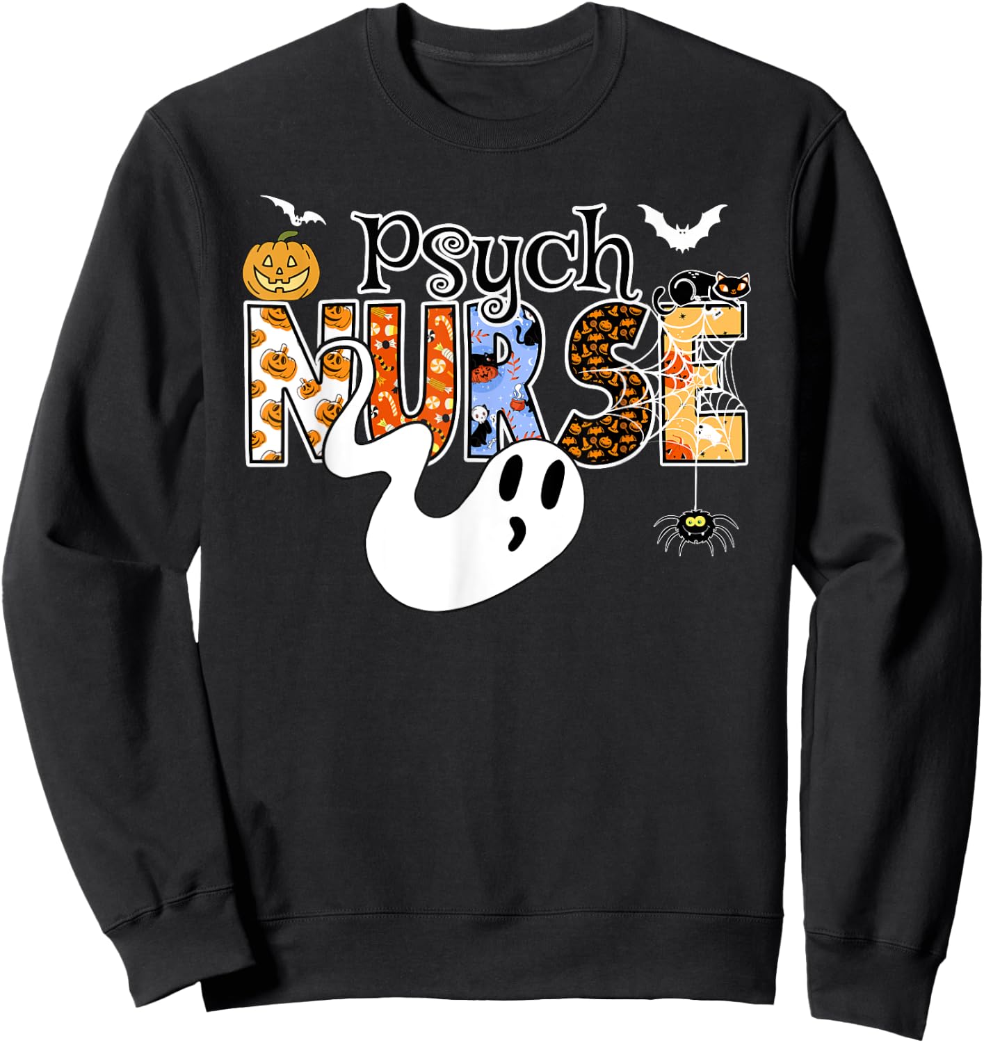 PSYCH NURSE Halloween Costume Psych Nurse Halloween Sweatshirt - Sweatshirt | Black