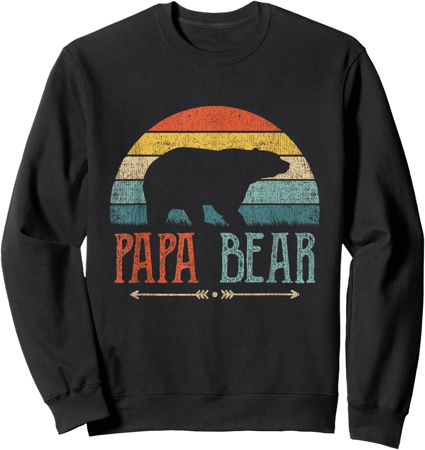 Papa Bear Vintage Daddy Father's Day Retro Dad Sweatshirt - Sweatshirt | Black