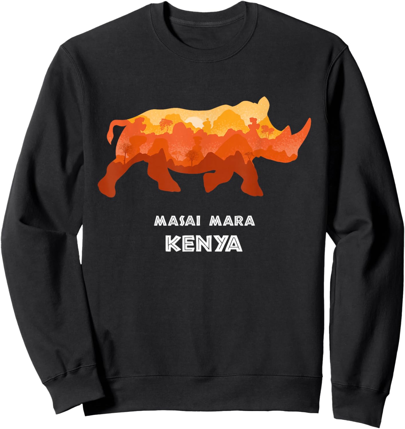 Masai Mara, Kenya Safari National Park Game Reserve Rhino Sweatshirt - Sweatshirt | Black
