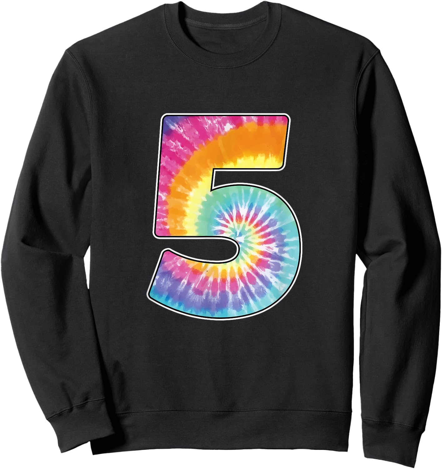 Number 5 Team Event Shirt or Age 5 Birthday Tie Dye Gift Sweatshirt - Sweatshirt | Black