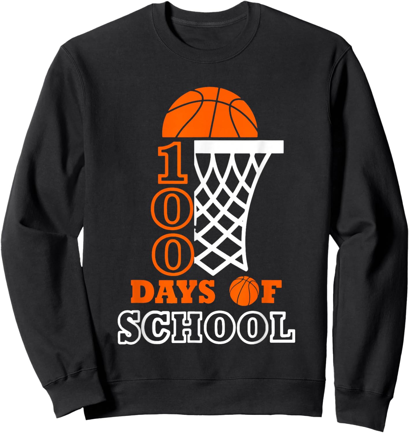 Basketball 100 Days Of School Sport 100th Day Balls Boys Kid Sweatshirt - Sweatshirt | Black