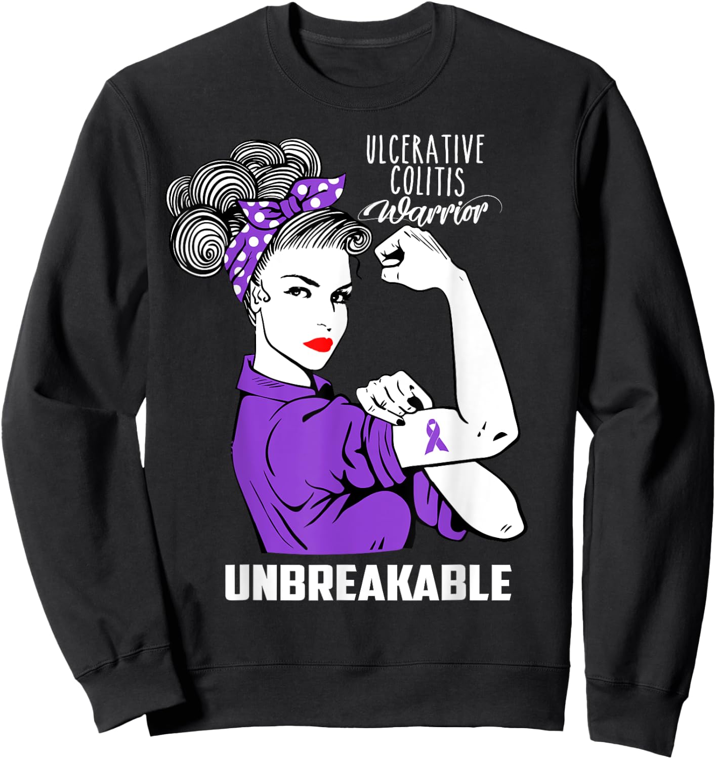 Ulcerative Colitis Warrior Unbreakable Shirt Awareness Gift Sweatshirt - Sweatshirt | Black