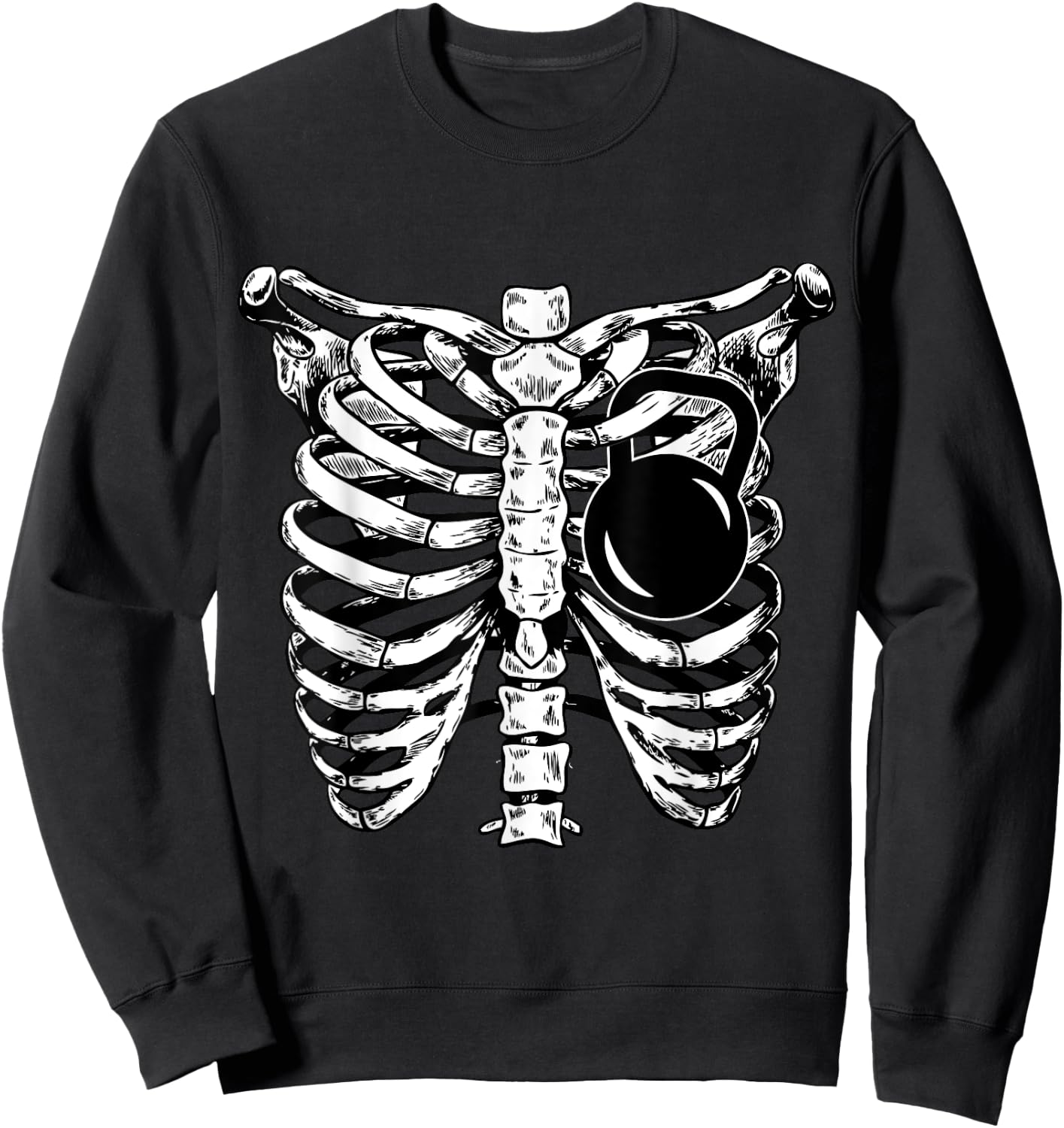 KettleBell Heart Rib Cage Workout Funny Fitness Lover Gift Sweatshirt - Sweatshirt | Black