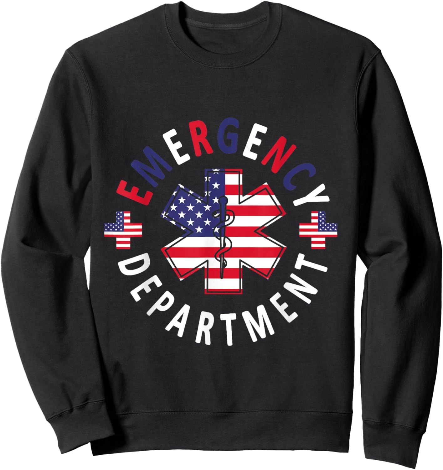 Emergency Department 4th of July USA Emergency Room Nurse Sweatshirt - Sweatshirt | Black