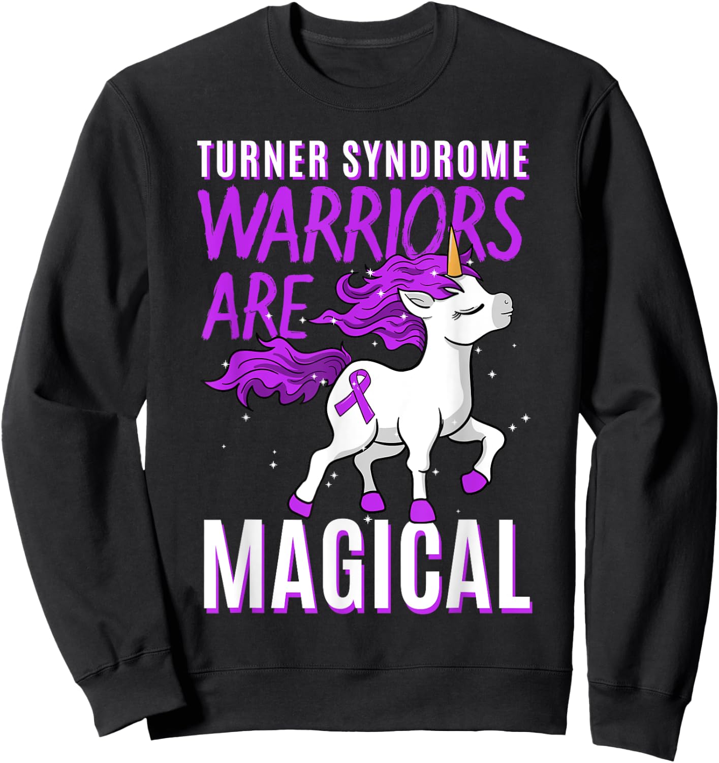 Bonnevie Ullrich Turner Syndrome Awareness 45,X0 TS Unicorn Sweatshirt - Sweatshirt | Black