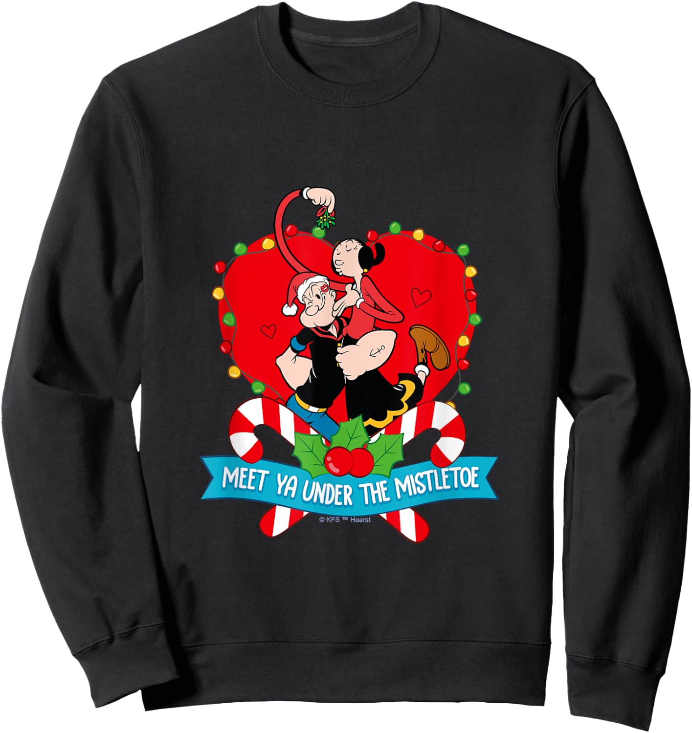 Popeye "Meet Ya Under the Mistletoe" Holiday Collection Sweatshirt - Sweatshirt | Black