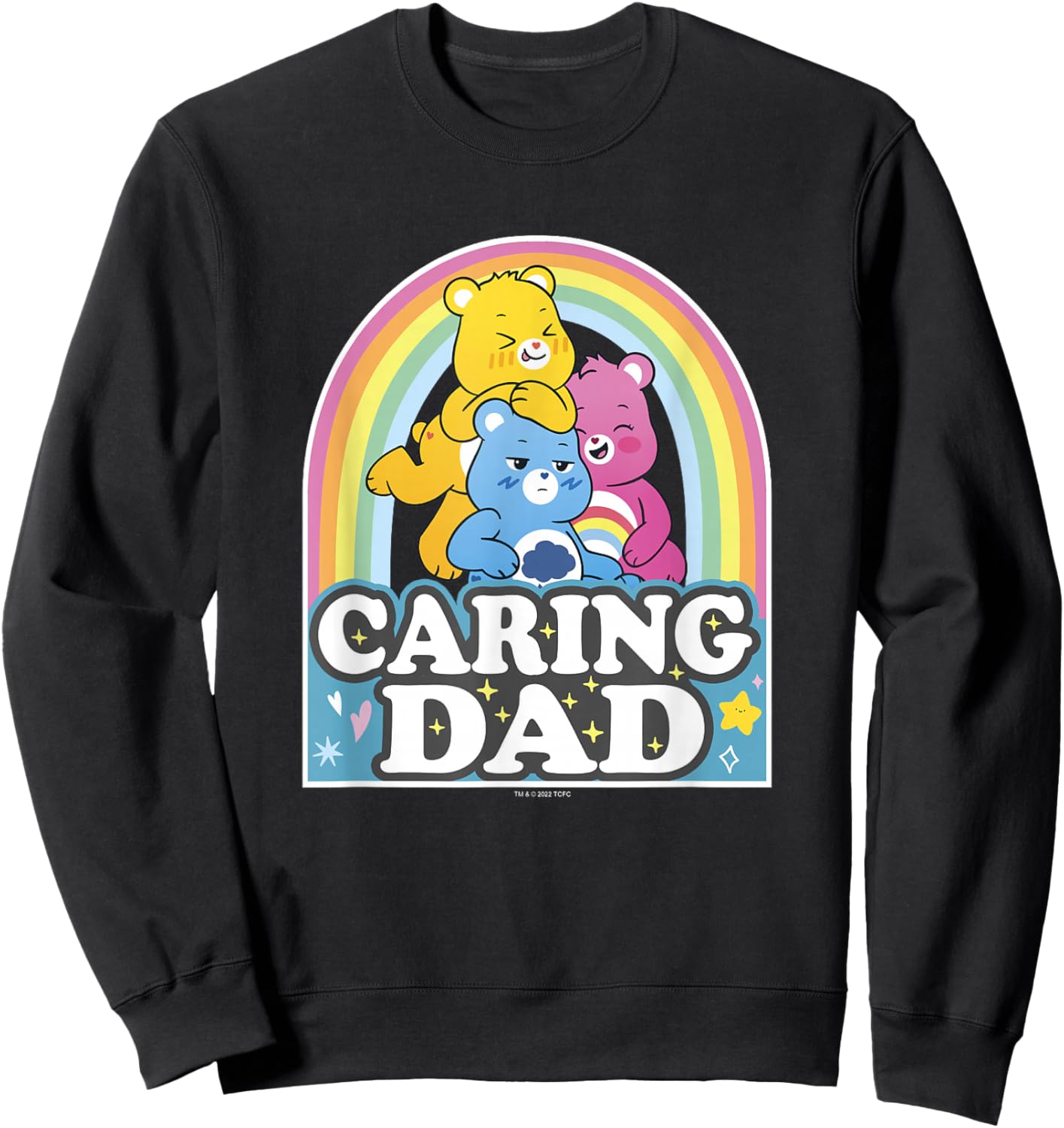 Care Bears Caring Dad Retro Rainbow Grumpy Group Shot Sweatshirt - Sweatshirt | Black