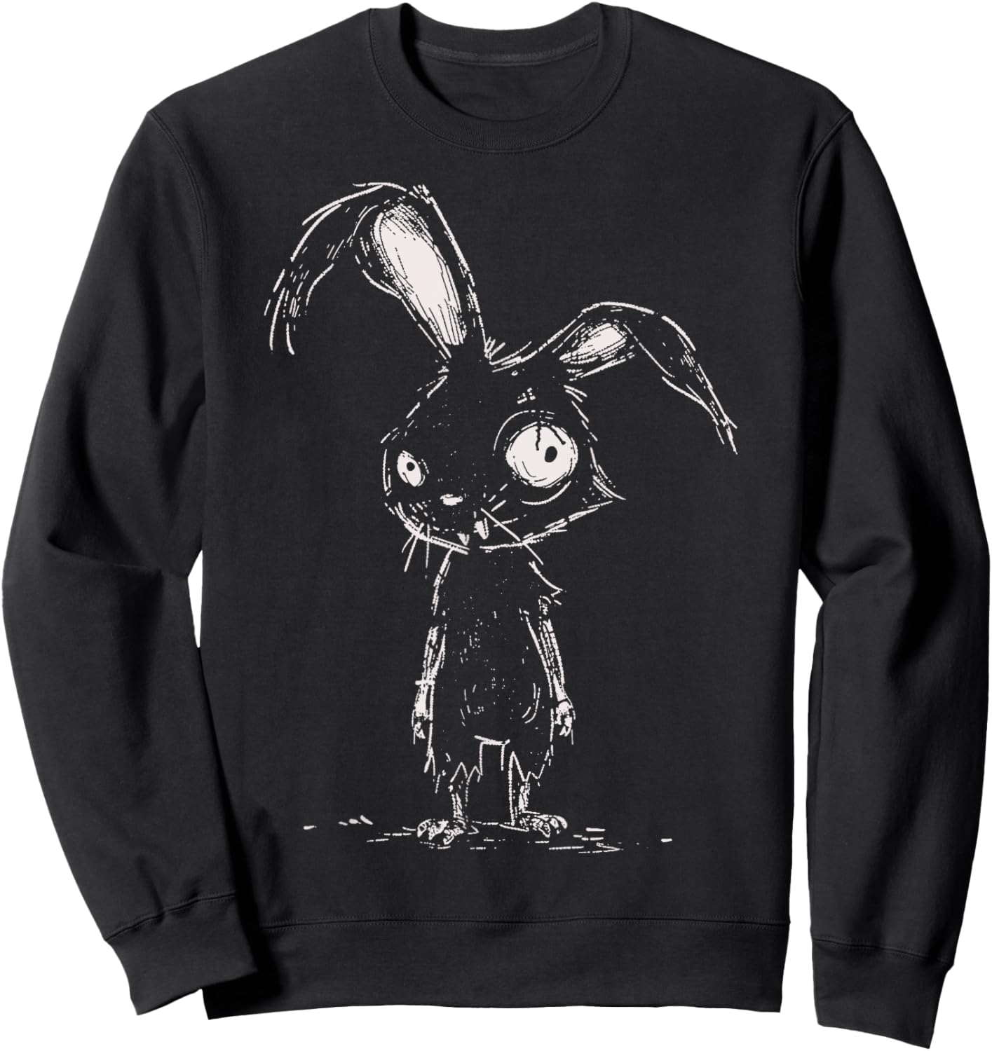 Weird Grunge Bunny Rabbit Alt Goth Cute Horror Aesthetic Sweatshirt - Sweatshirt | Black