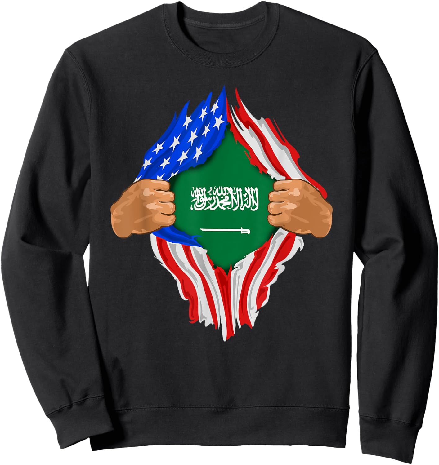 Saudi Arabian Blood Inside Me Shirt | Saudi Arabia Flag Gift Sweatshirt - Sweatshirt | Black
