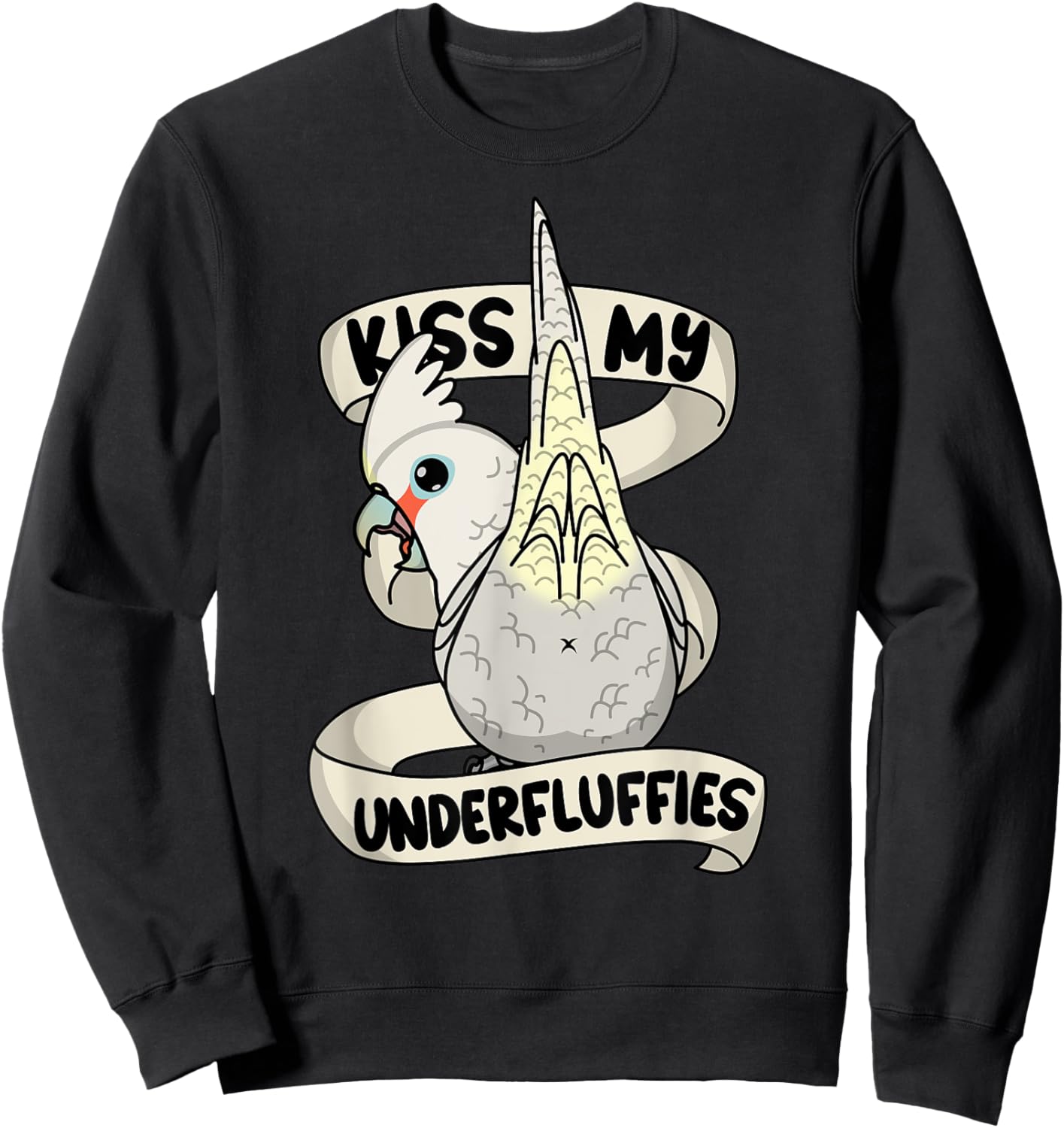 Kiss My Parrot Underfluffies I Goffins Cockatoo Sweatshirt - Sweatshirt | Black