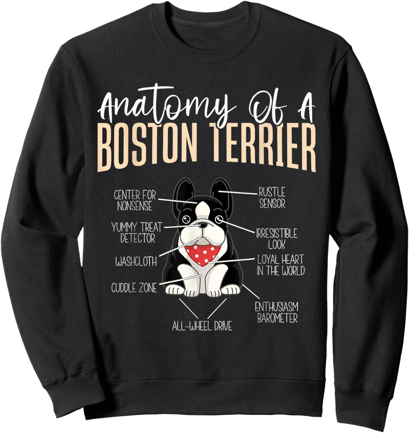 Anatomy Of A Boston Terrier Sweatshirt - Sweatshirt | Black
