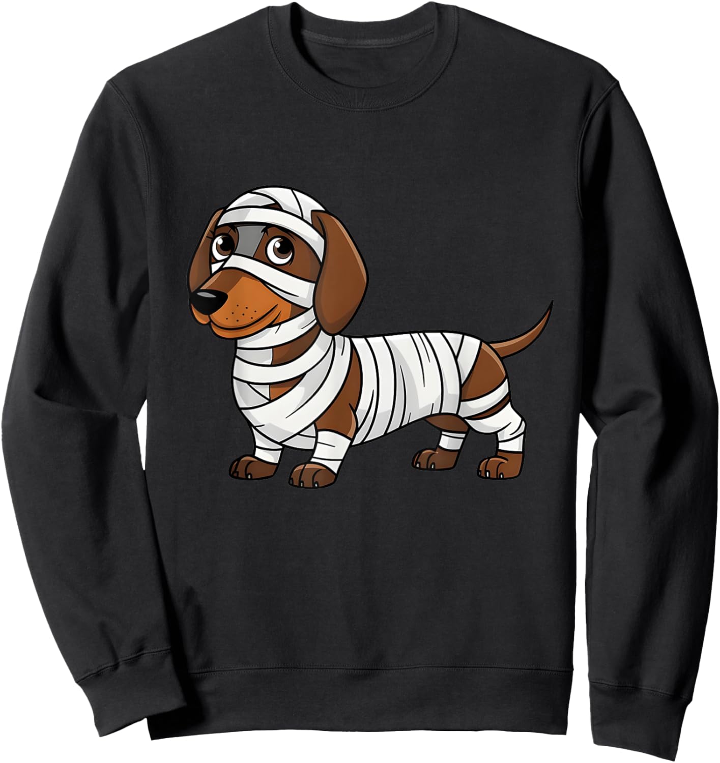 Cute Halloween Costume Dachshund Mummy Dog Lover Sweatshirt - Sweatshirt | Black