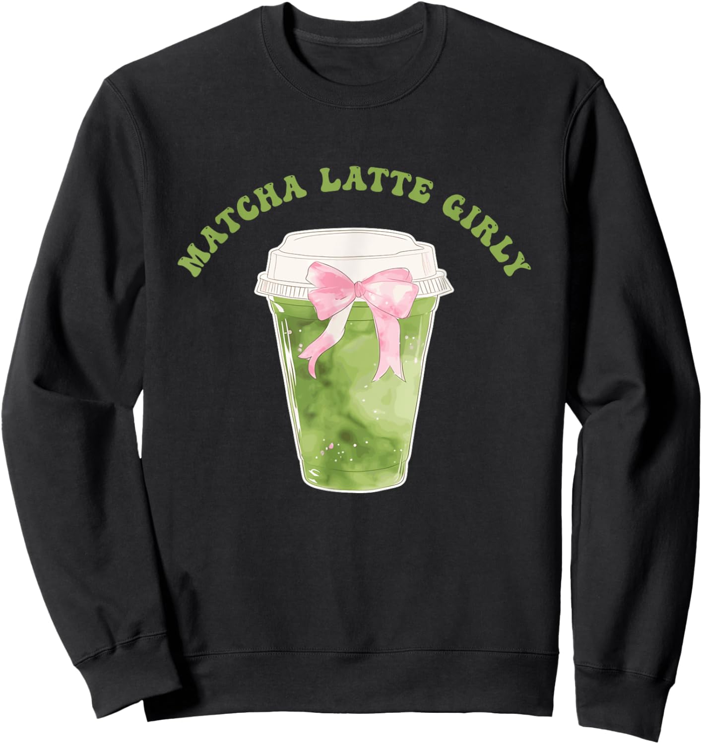 Matcha Latte Girly Matcha Latte Social Club Design Sweatshirt - Sweatshirt | Black