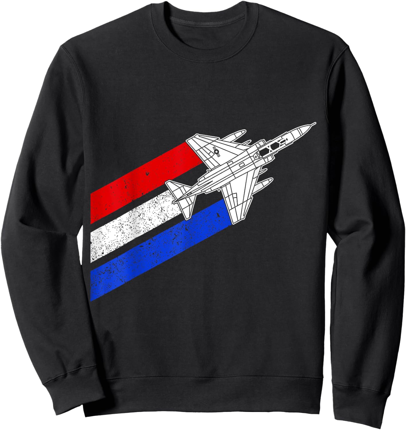 F-4 Phantom Airplane Vintage USA Contrails Red White Blue F4 Sweatshirt - Sweatshirt | Black