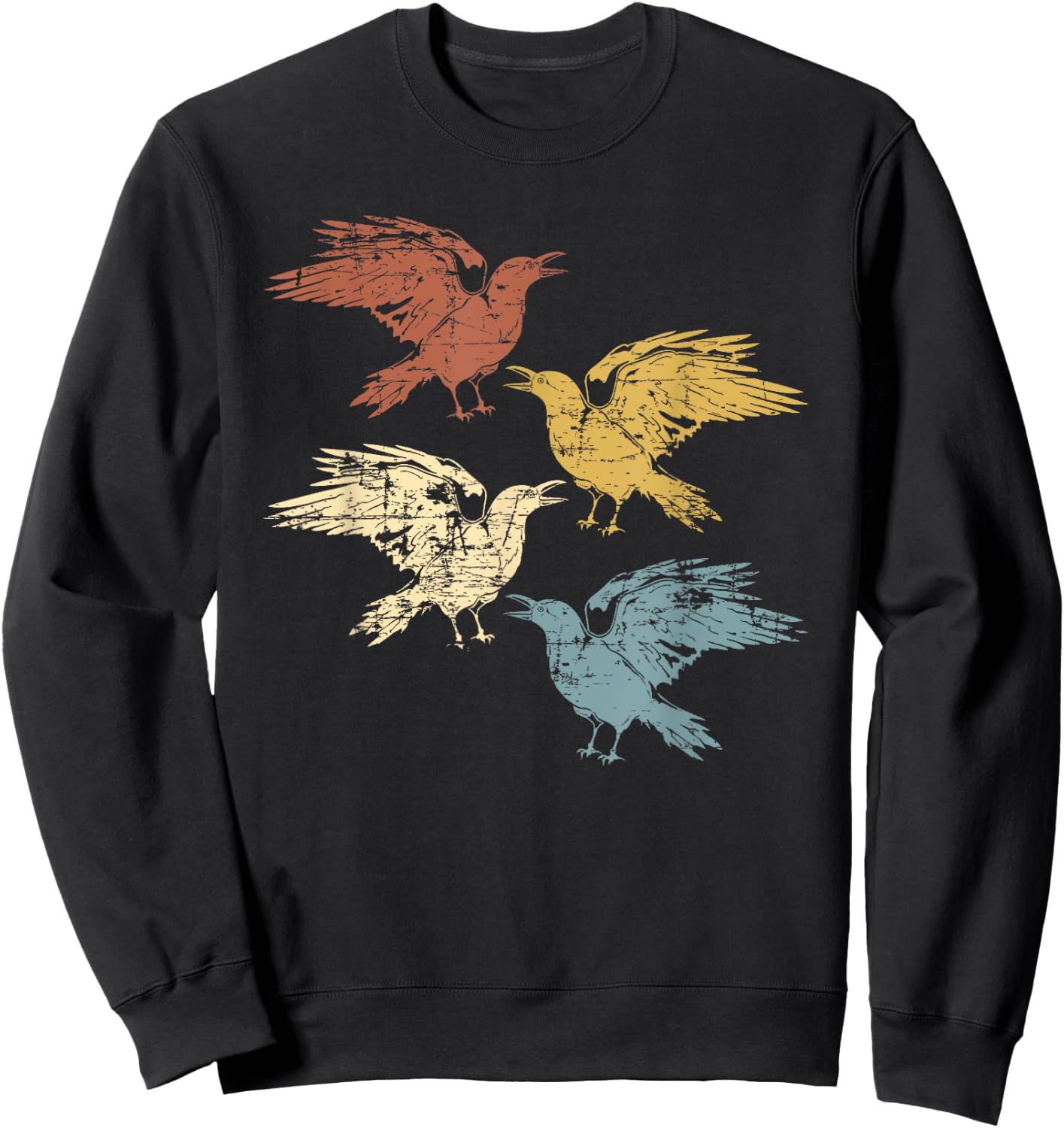 Black Crow Forest Animal Bird Gothic Spooky Retro Raven Sweatshirt - Sweatshirt | Black