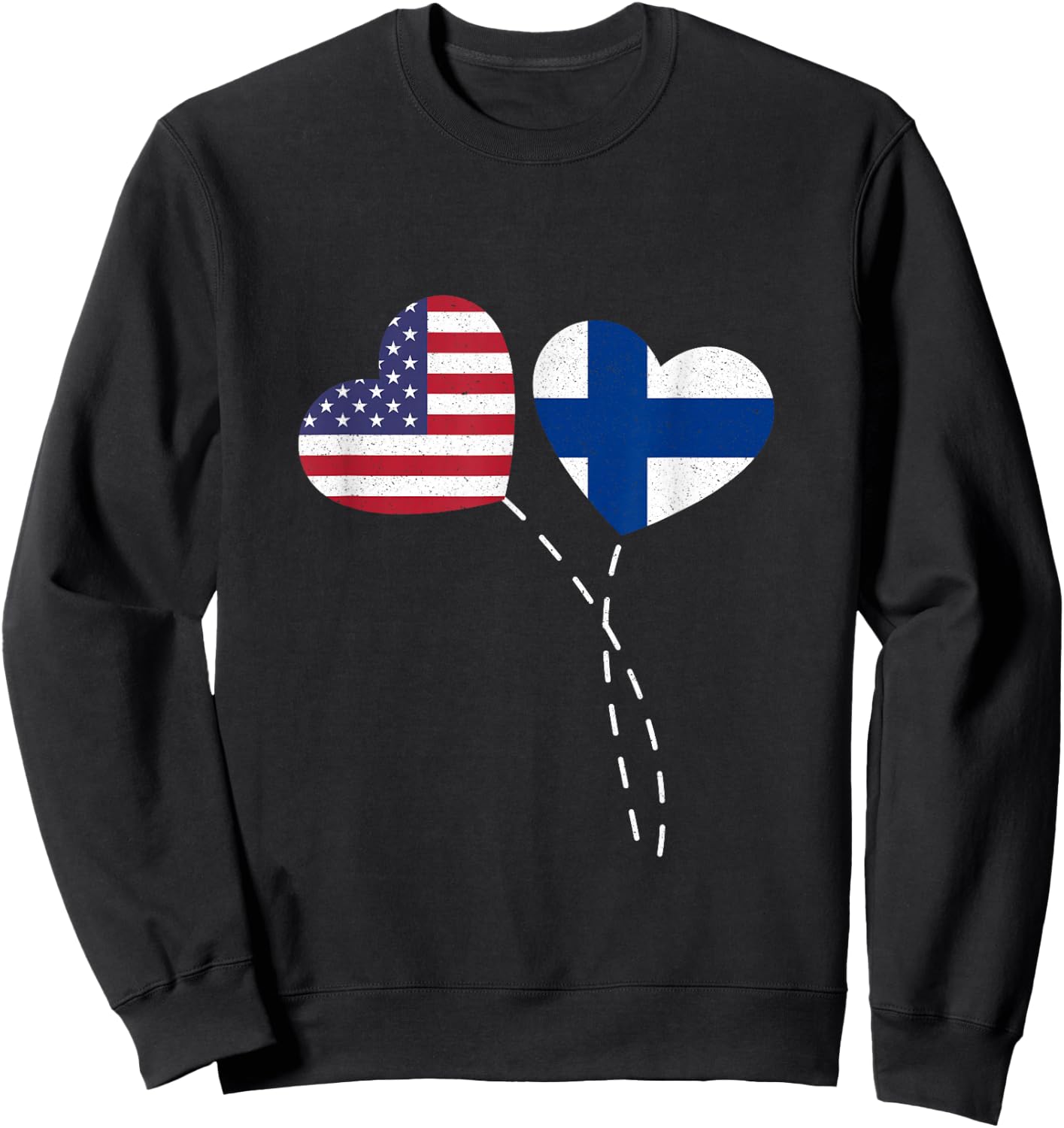 Loving Finland USA Flag Heart Finnish Americans Love Women Kids Men Sweatshirt - Sweatshirt | Black