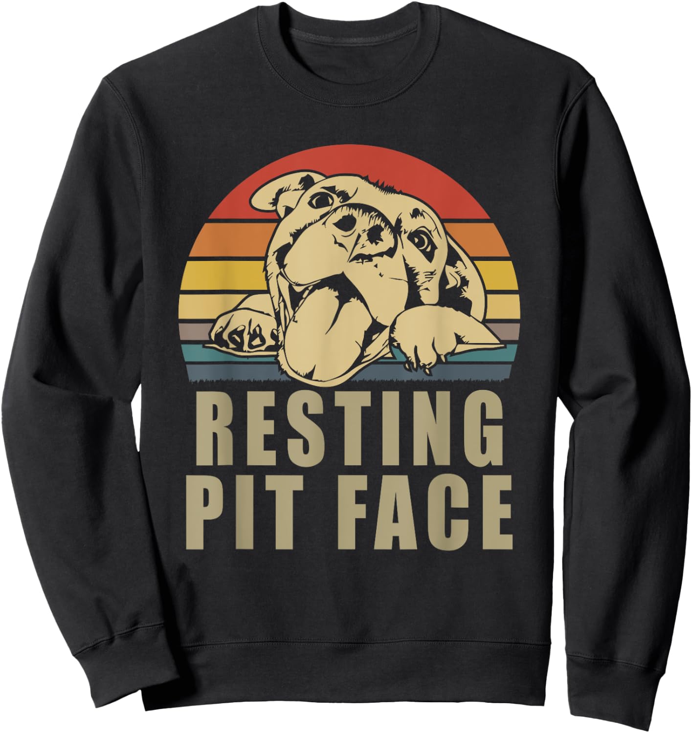 Resting Pit Face - Vintage Pitbull Lovers Gift Face Sweatshirt - Sweatshirt | Black