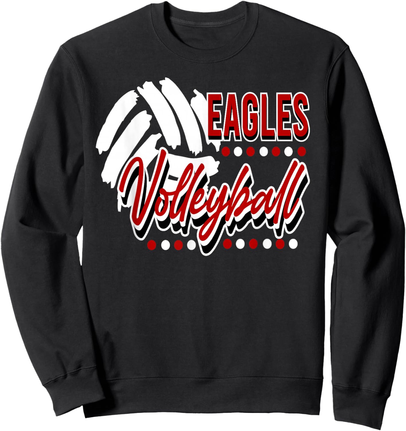 Eagles Volleyball Mom Player Red Black White Sweatshirt - Sweatshirt | Black