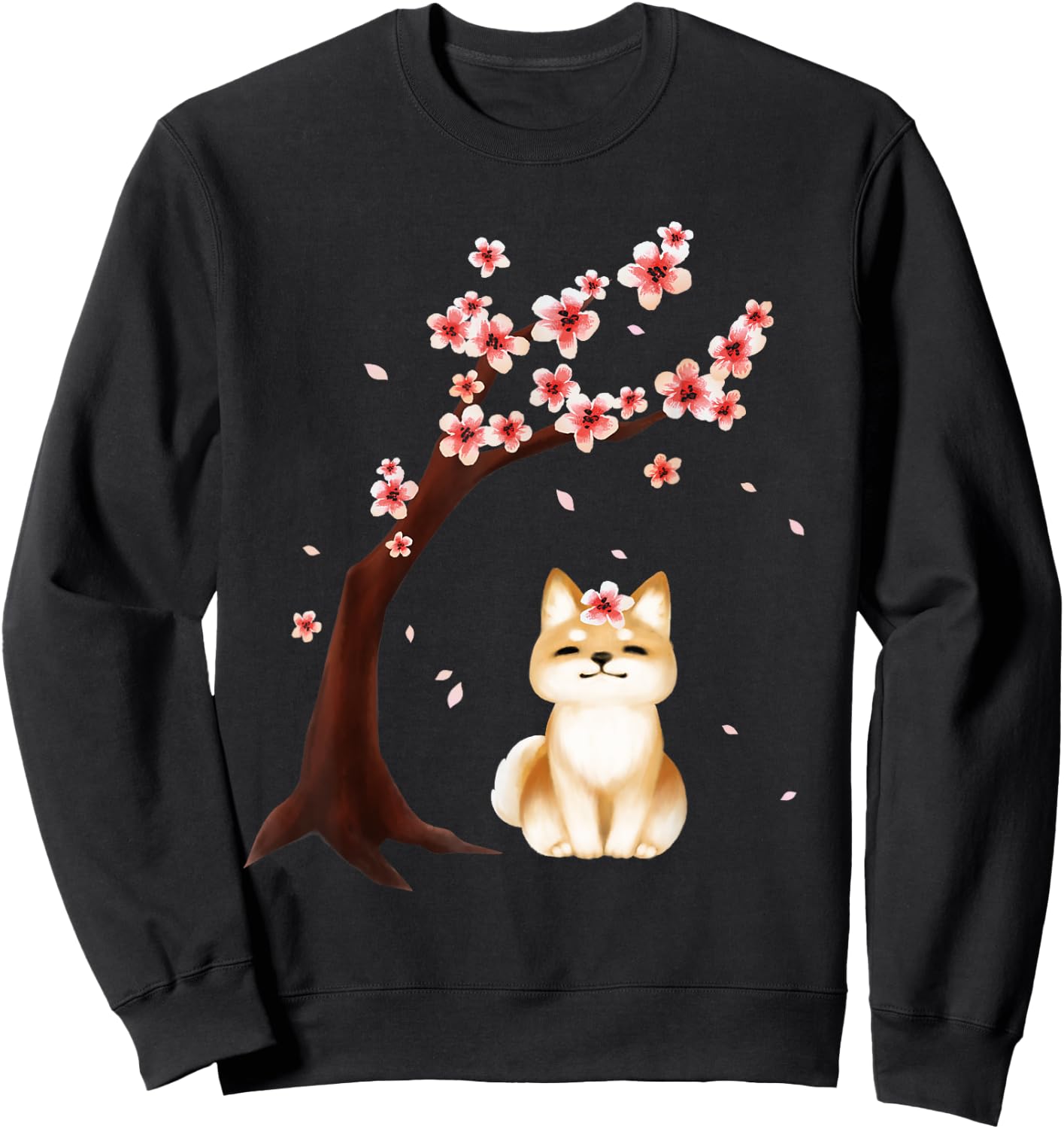Shiba Inu Dog Japanese Cherry Blossom Sakura Flower Women Girls Kids Sweatshirt - Sweatshirt | Black