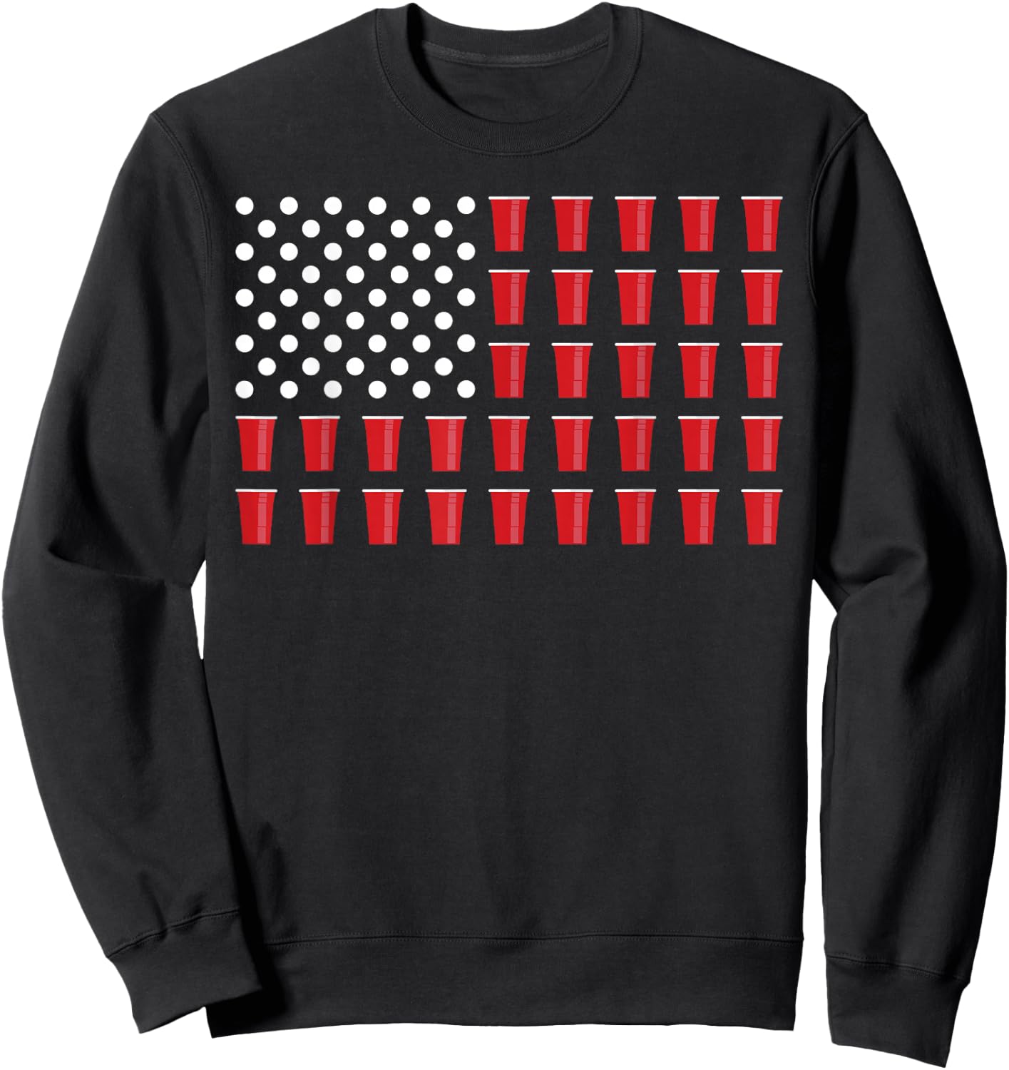 4th Of July Beer Pong American Flag College Party Sweatshirt - Sweatshirt | Black