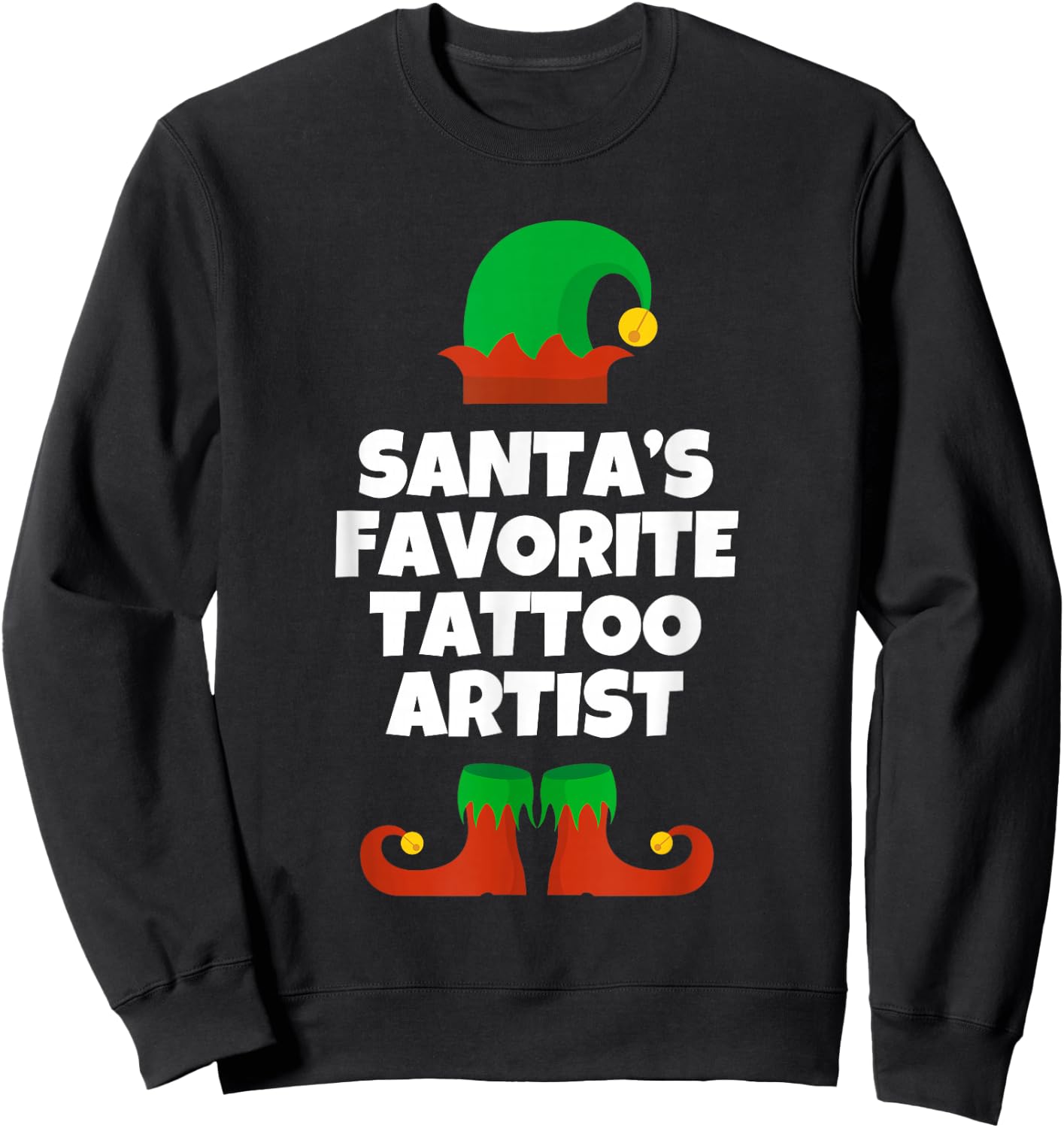 Santas Favorite Tattoo Artist Christmas Funny Pj Tattooist Sweatshirt - Sweatshirt | Black