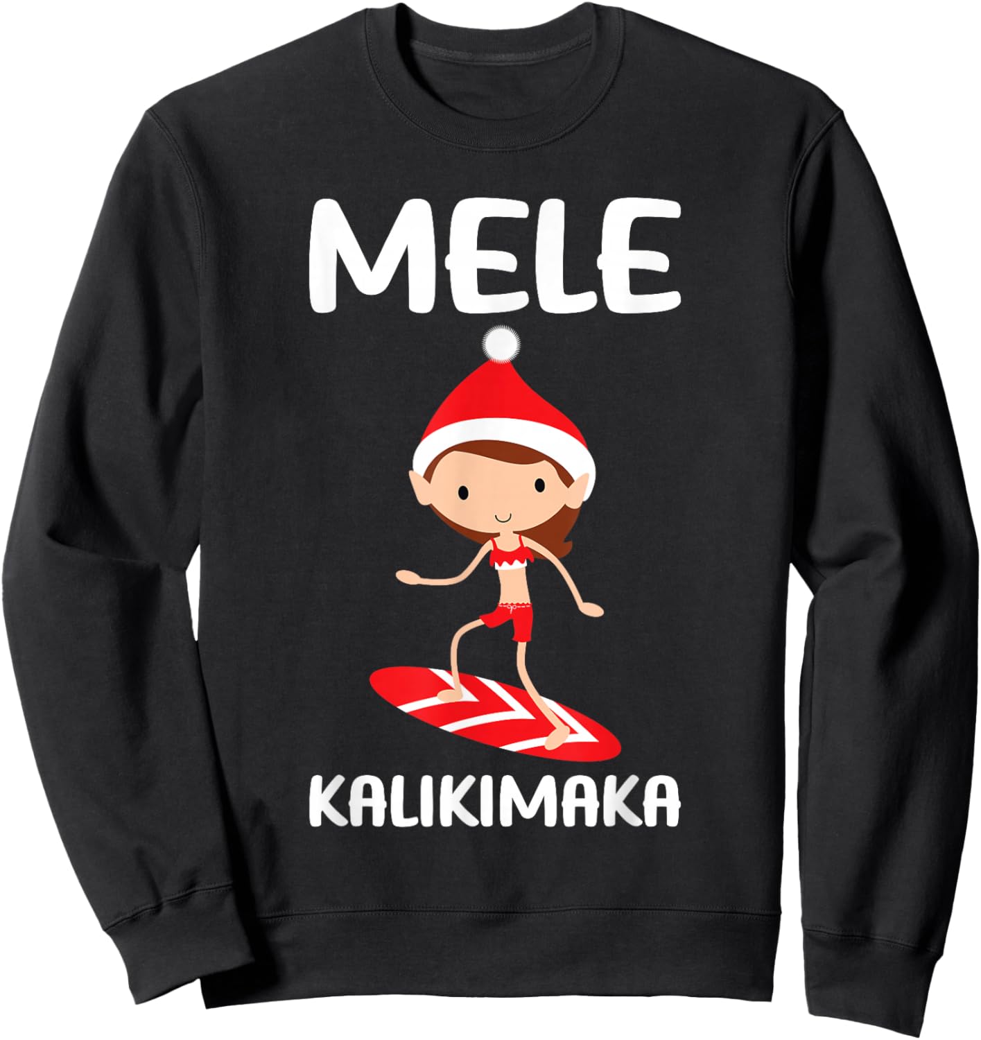 Mele Kalikimaka Hawaiian Christmas Surfing Kids Girls Hawaii Sweatshirt - Sweatshirt | Black
