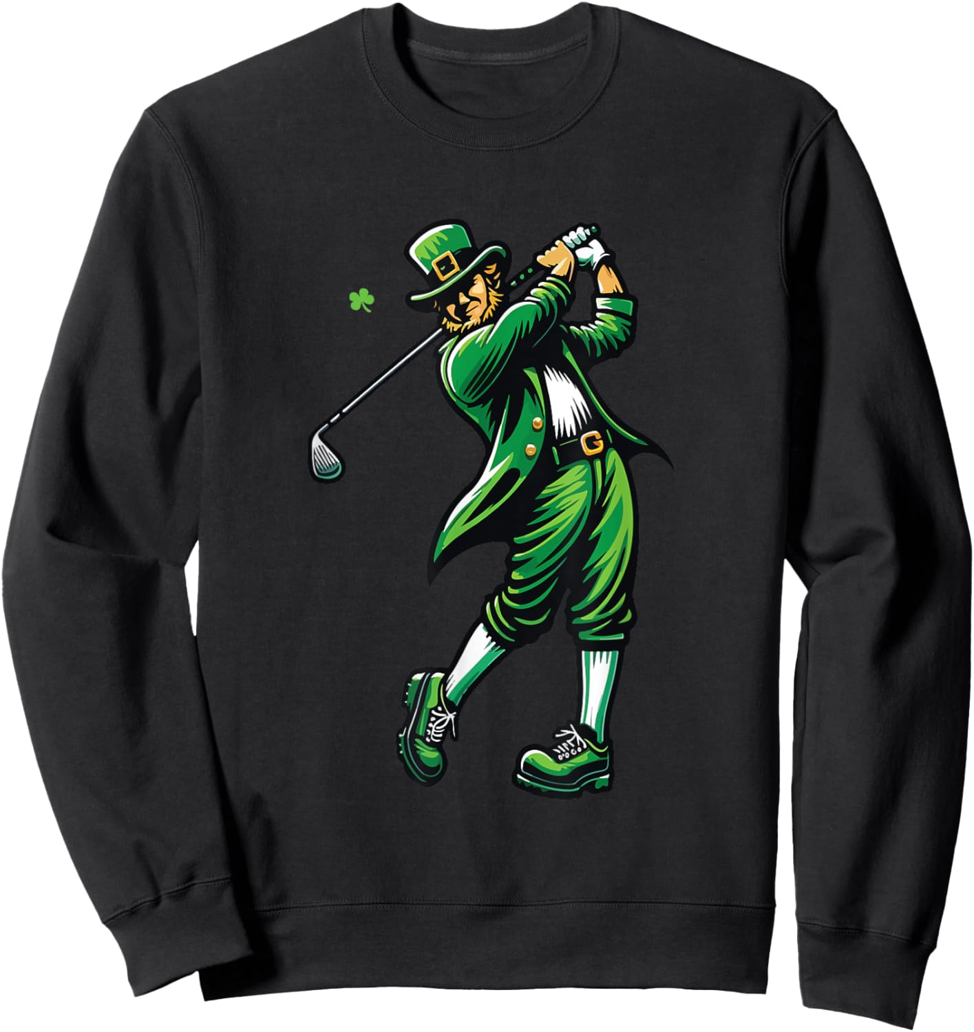 Golf St Patrick's Day Irish Leprechaun Golfer Golfing Sweatshirt - Sweatshirt | Black