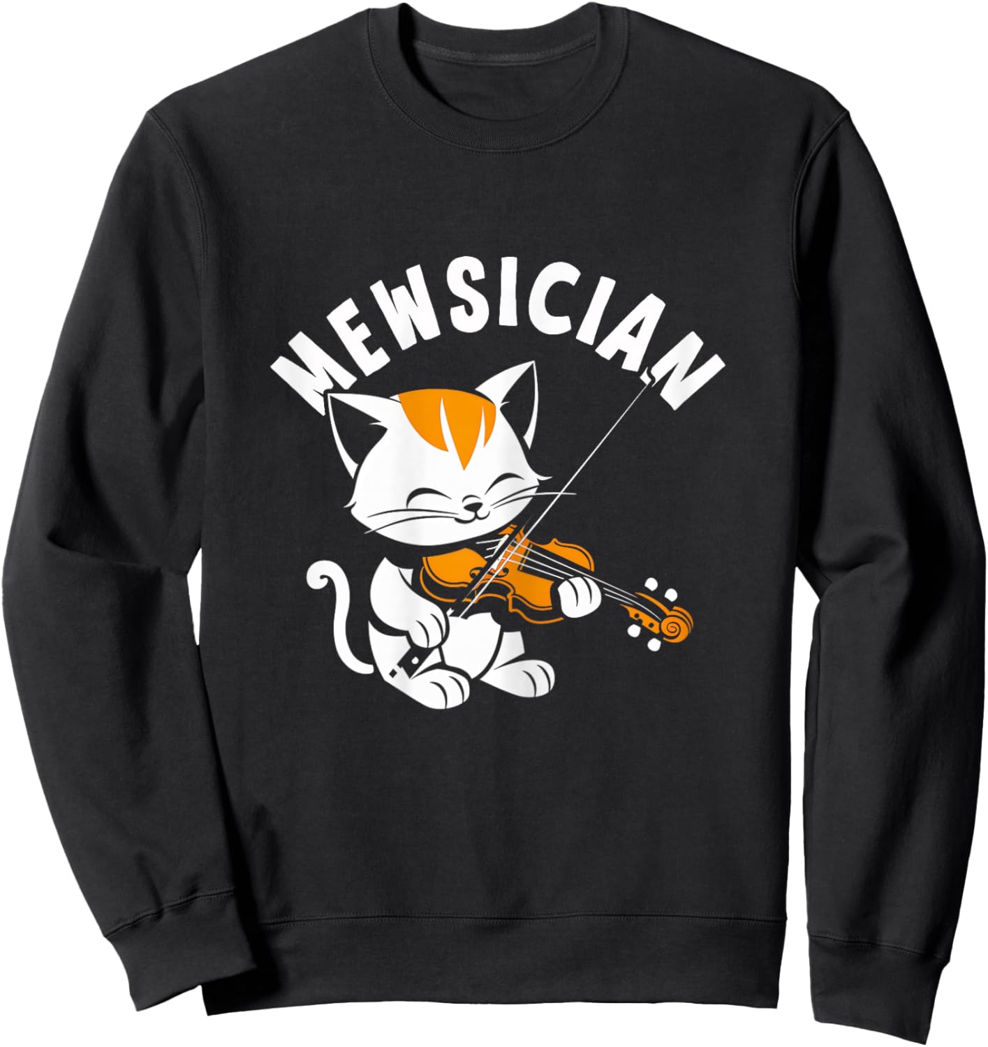 Violin Cat Mewsician Funny Cute Kawaii Cat Violinist Sweatshirt - Sweatshirt | Black