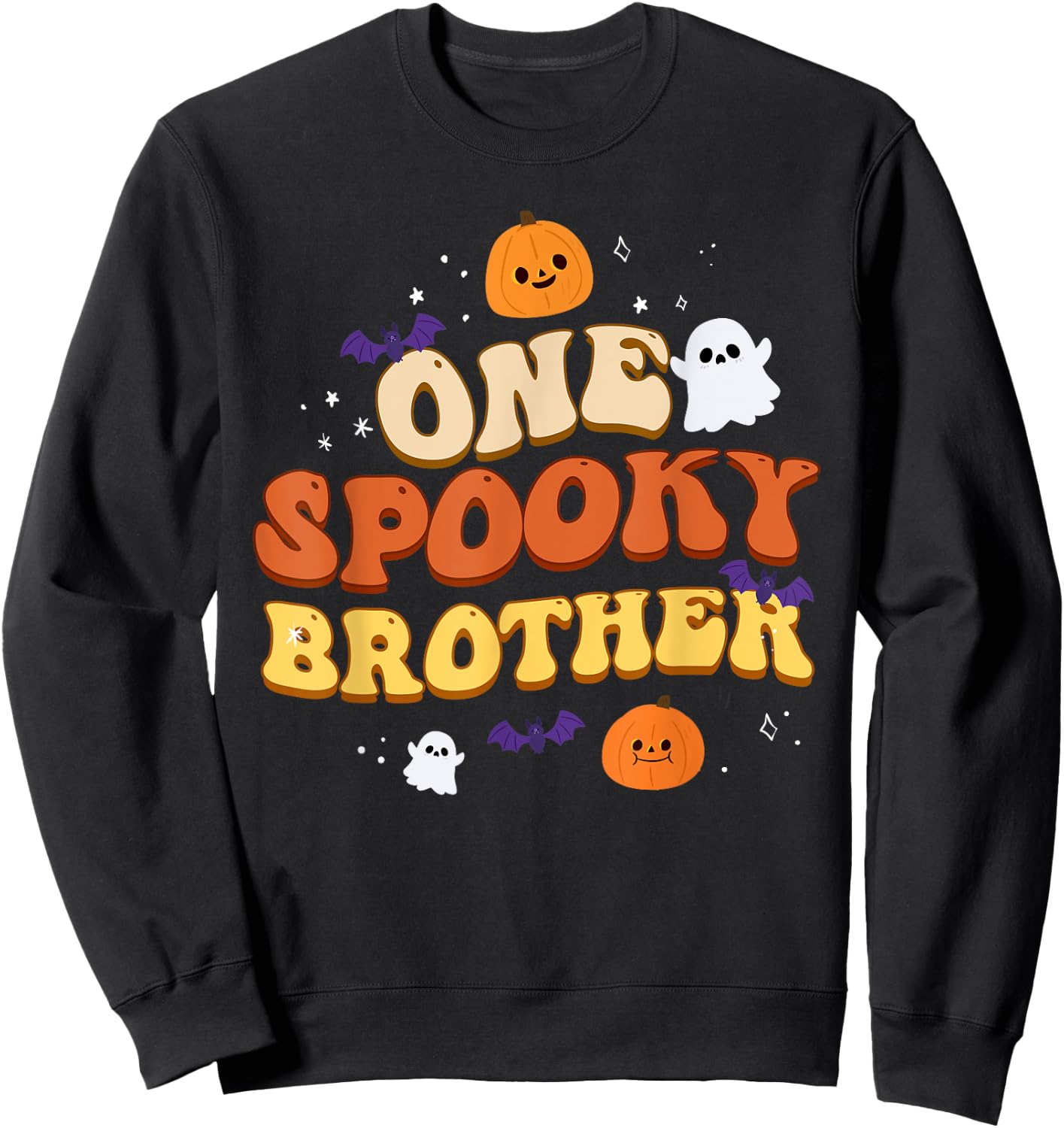One Spooky Brother Boo Halloween Cute Family Matching Group Sweatshirt - Sweatshirt | Black
