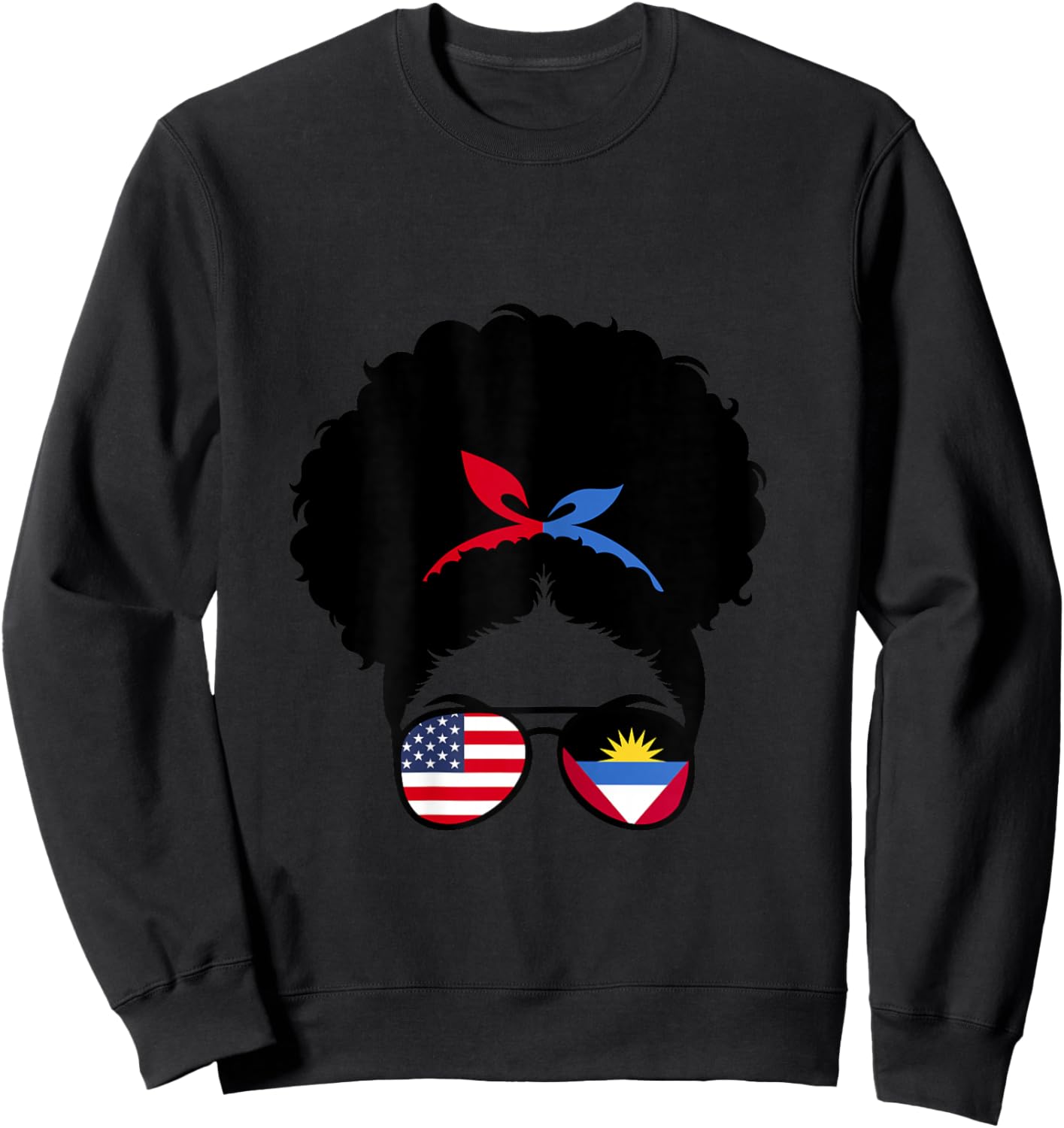 Antigua Roots Antigua Girl Afro Bun Antigua Barbuda Heritage Sweatshirt - Sweatshirt | Black