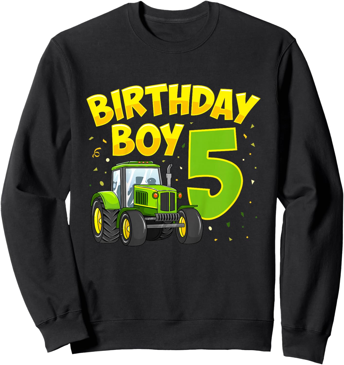 5th Birthday Boy 5 Year Old Farm Truck Tractor Party Sweatshirt - Sweatshirt | Black