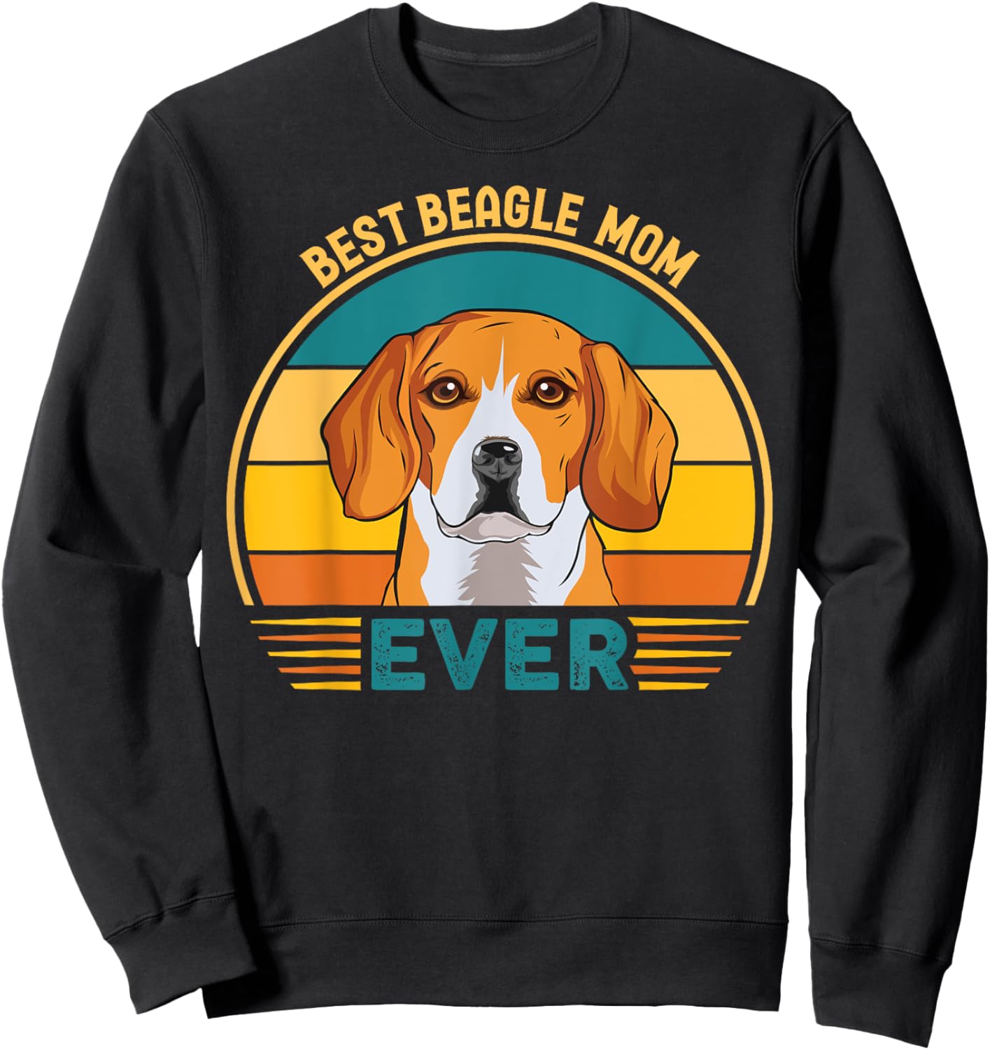 Best Beagle Mom Ever | Dog Lover Retro Sunset Sweatshirt - Sweatshirt | Black