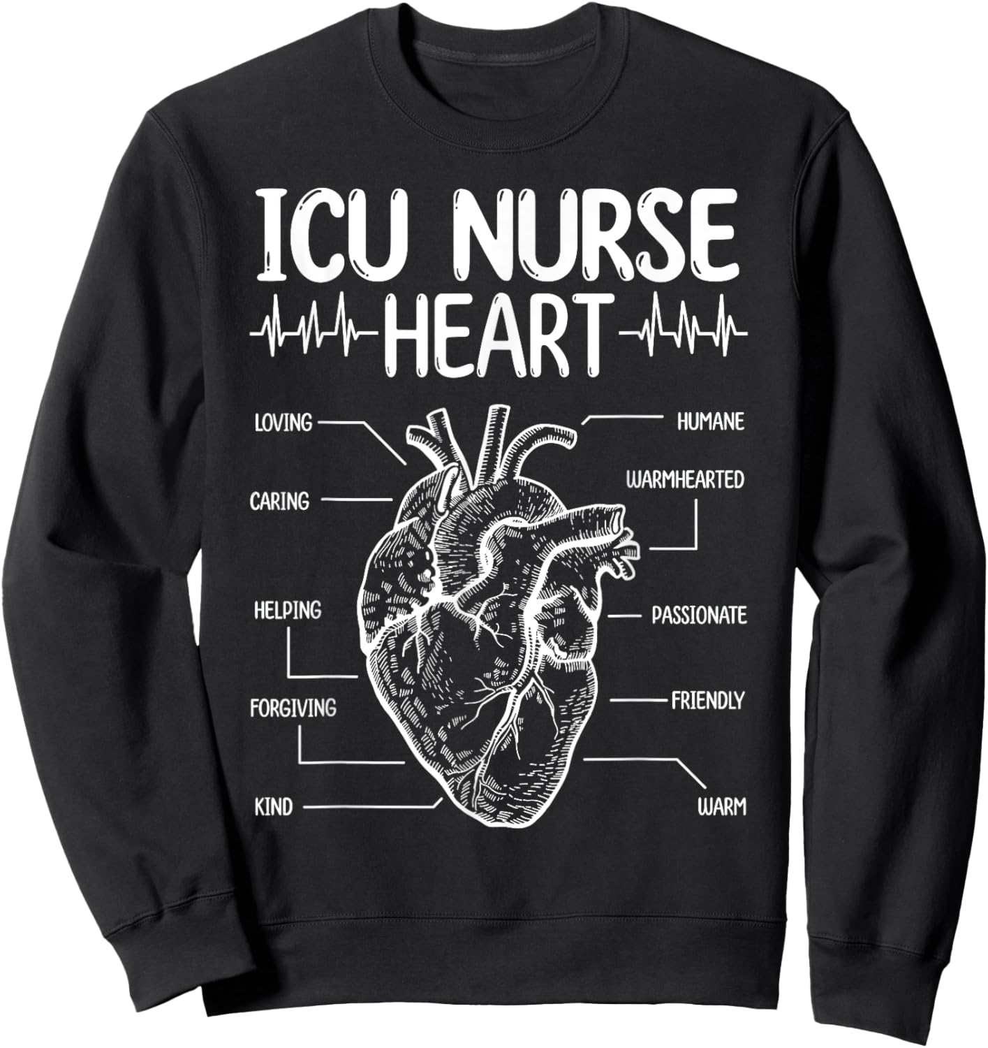 Neuro ICU Nurse Accessoires Cardiac ICU Nurse Essentials Sweatshirt - Sweatshirt | Black