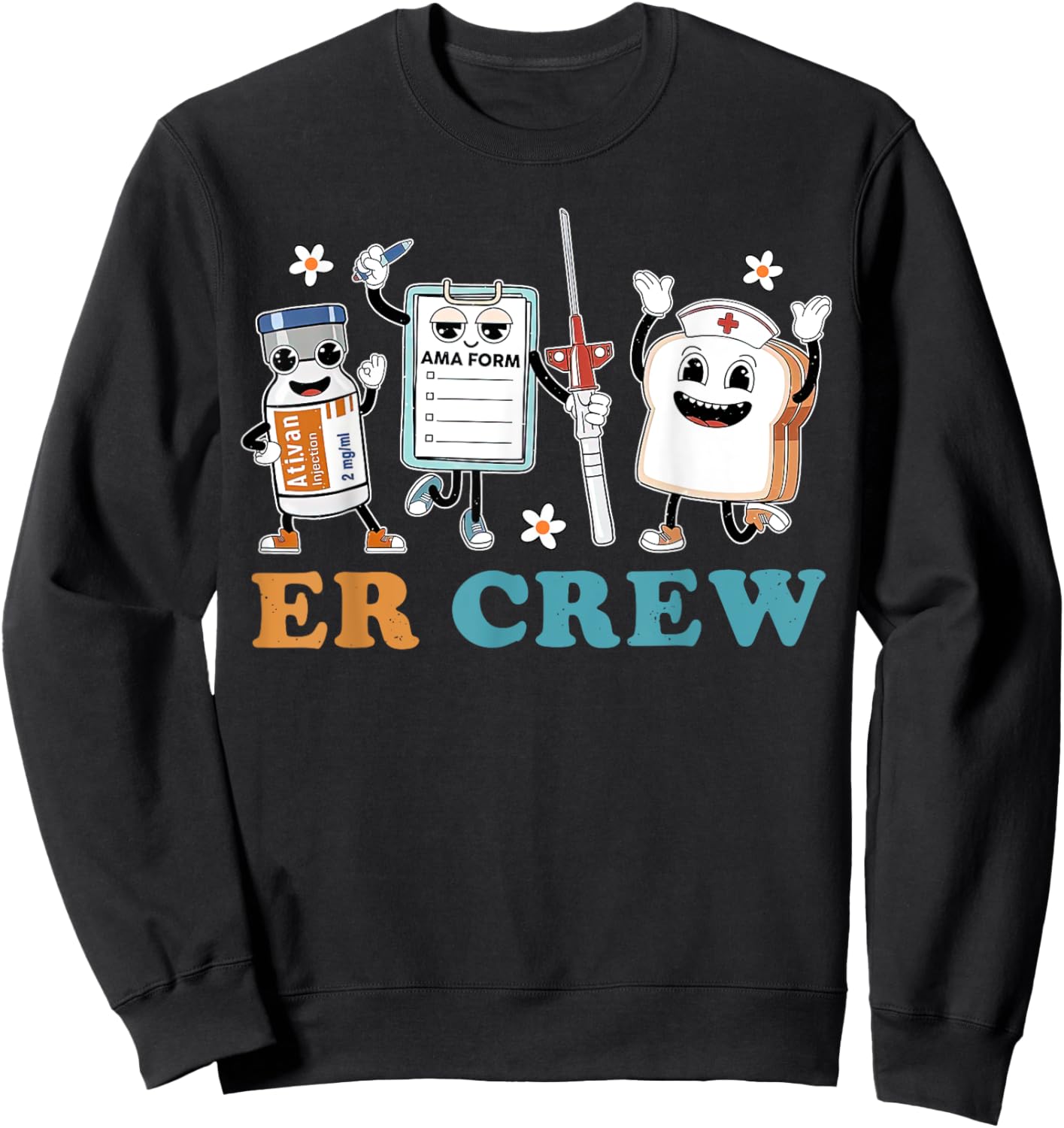 Retro ER Crew Emergency Room Funny ER ED Nurse Tech Sweatshirt - Sweatshirt | Black