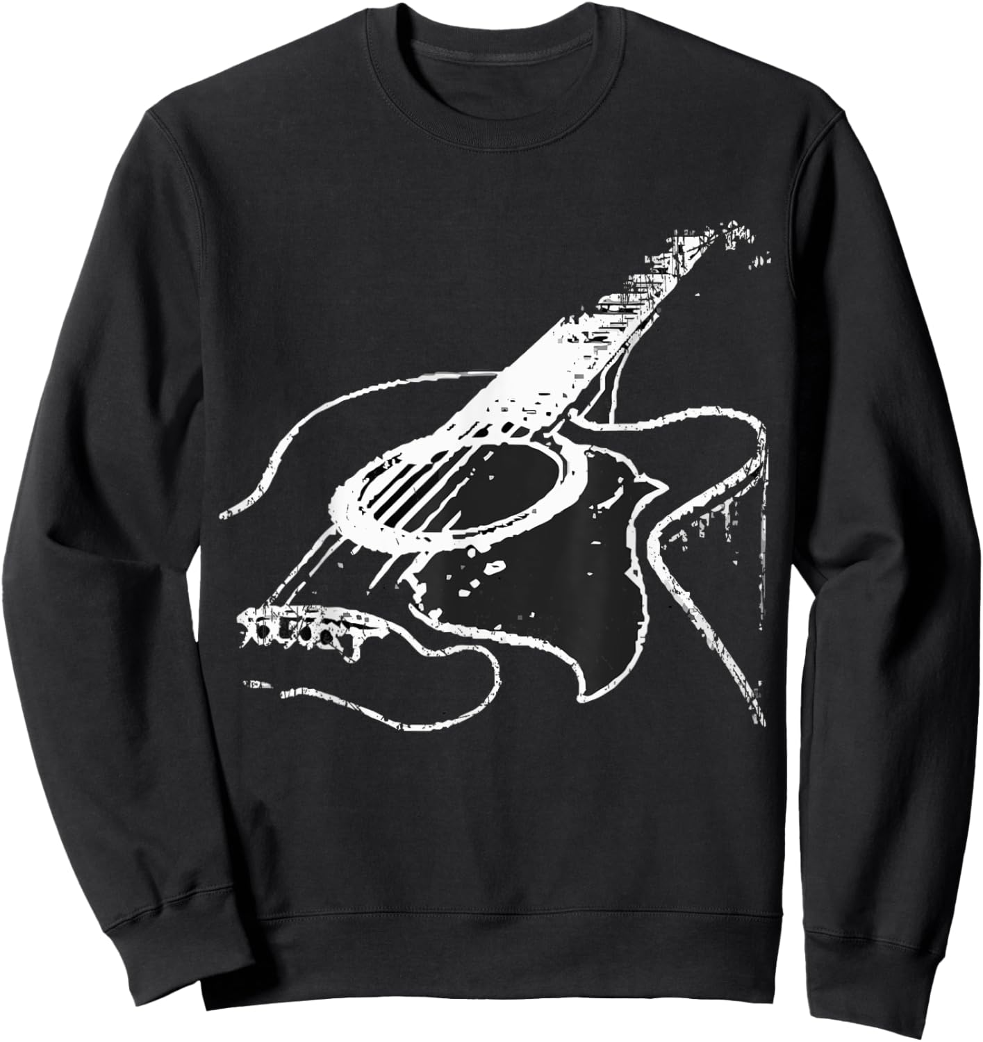 Vintage Guitar Acoustic Guitarist Blues Rock Hard Rock Pop Sweatshirt - Sweatshirt | Black