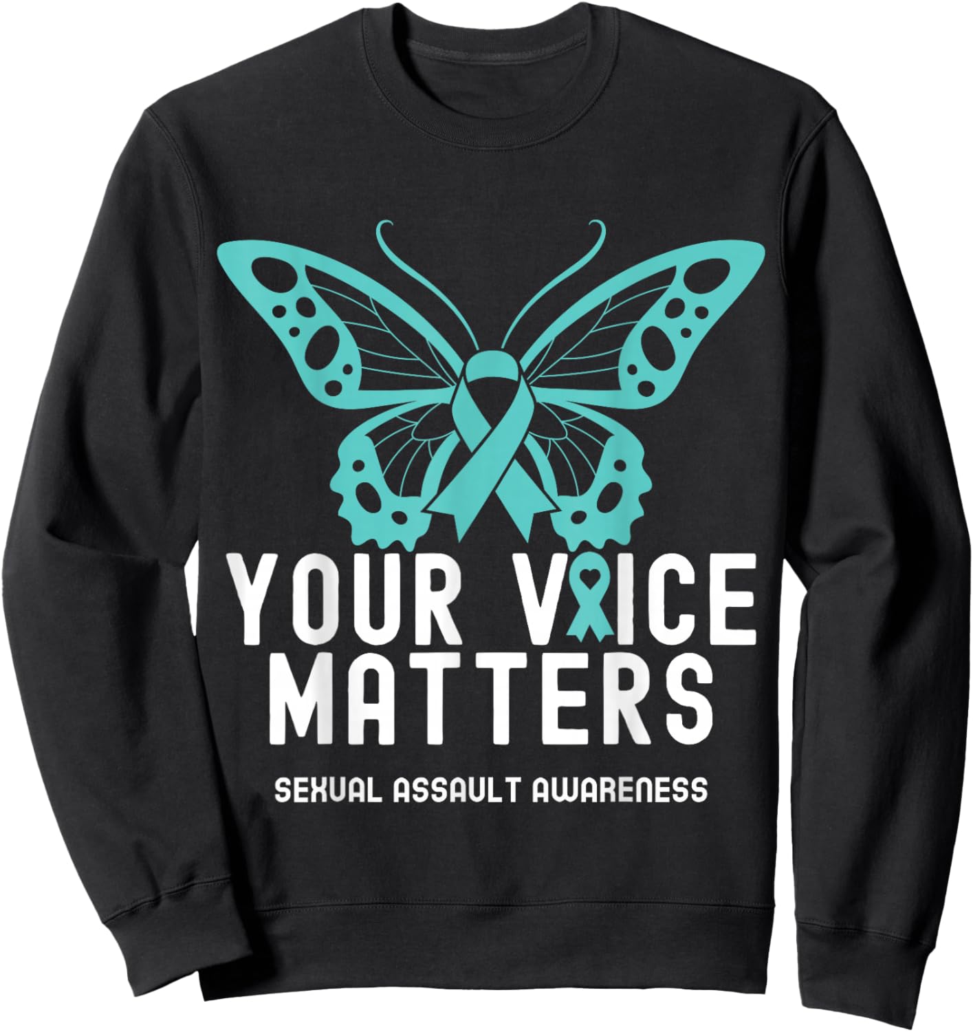 Your Voice Matters Shirts Sexual Assault Awareness Month Sweatshirt - Sweatshirt | Black