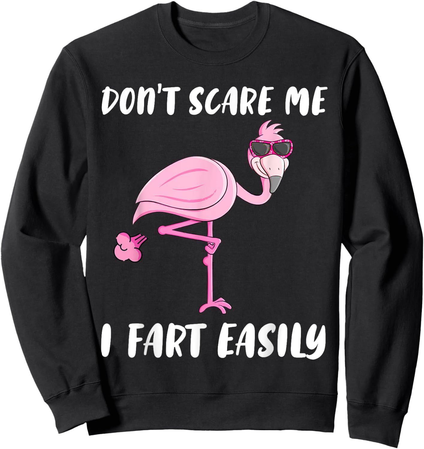 Don't Scare Me I Fart Easily Funny Flamingo Lover Gifts Sweatshirt - Sweatshirt | Black