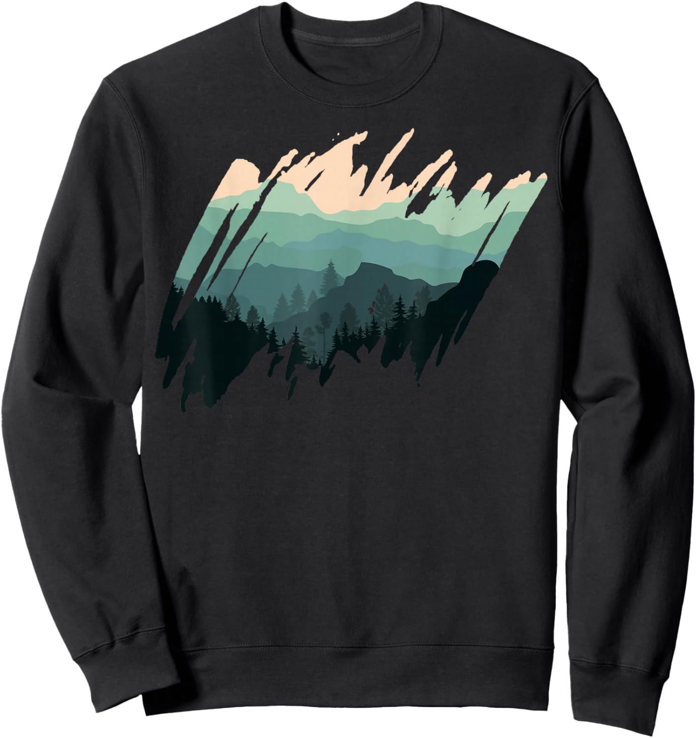 Timeless Mountain, Nature Trees and Forest Sweatshirt - Sweatshirt | Black