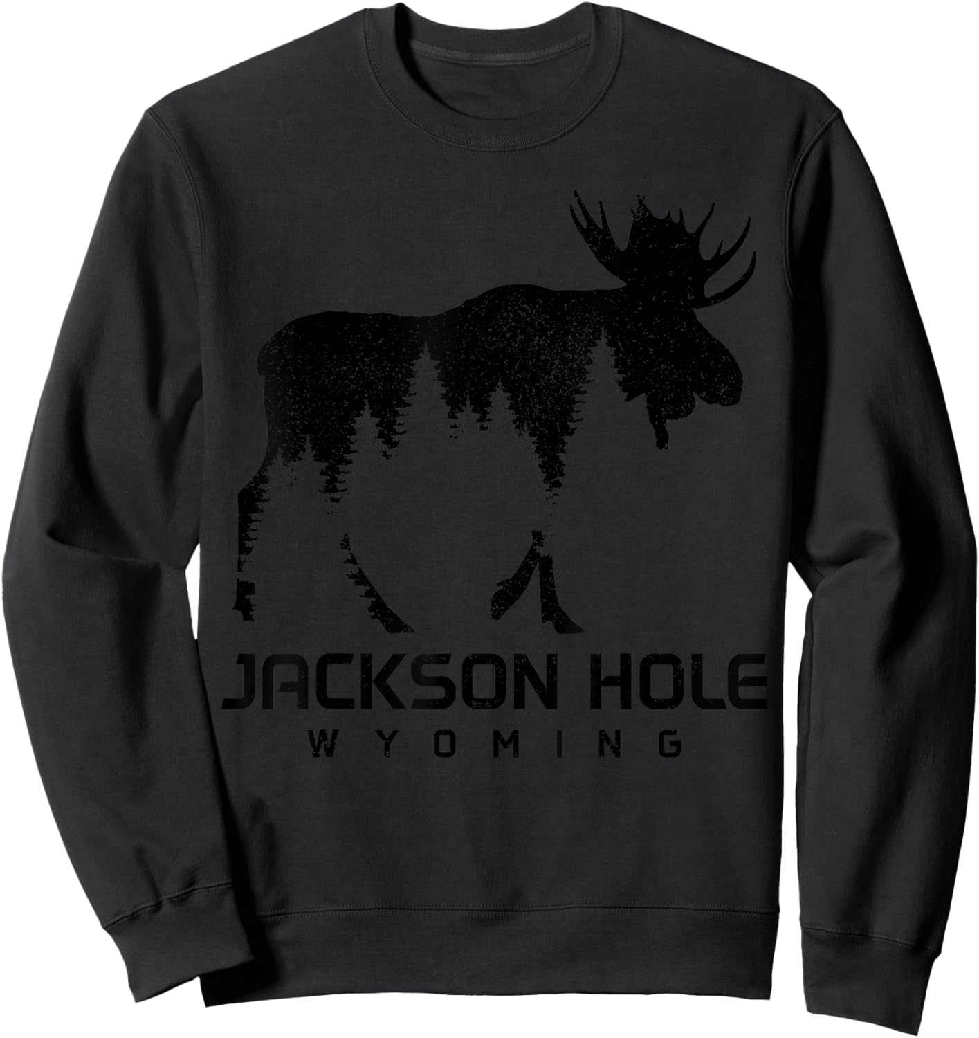 Jackson Hole Wyoming Vintage Moose Souvenir Pride Sweatshirt - Sweatshirt | Black