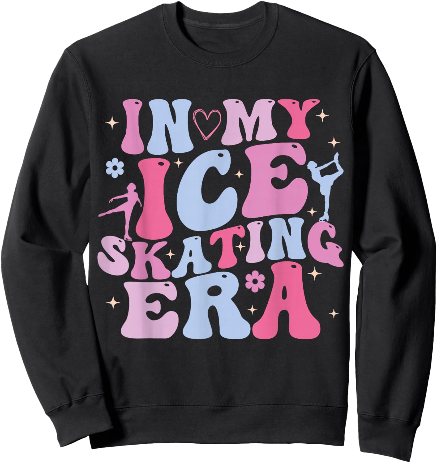 In My Ice Skating Era Groovy Funny Ice Skater Sweatshirt - Sweatshirt | Black